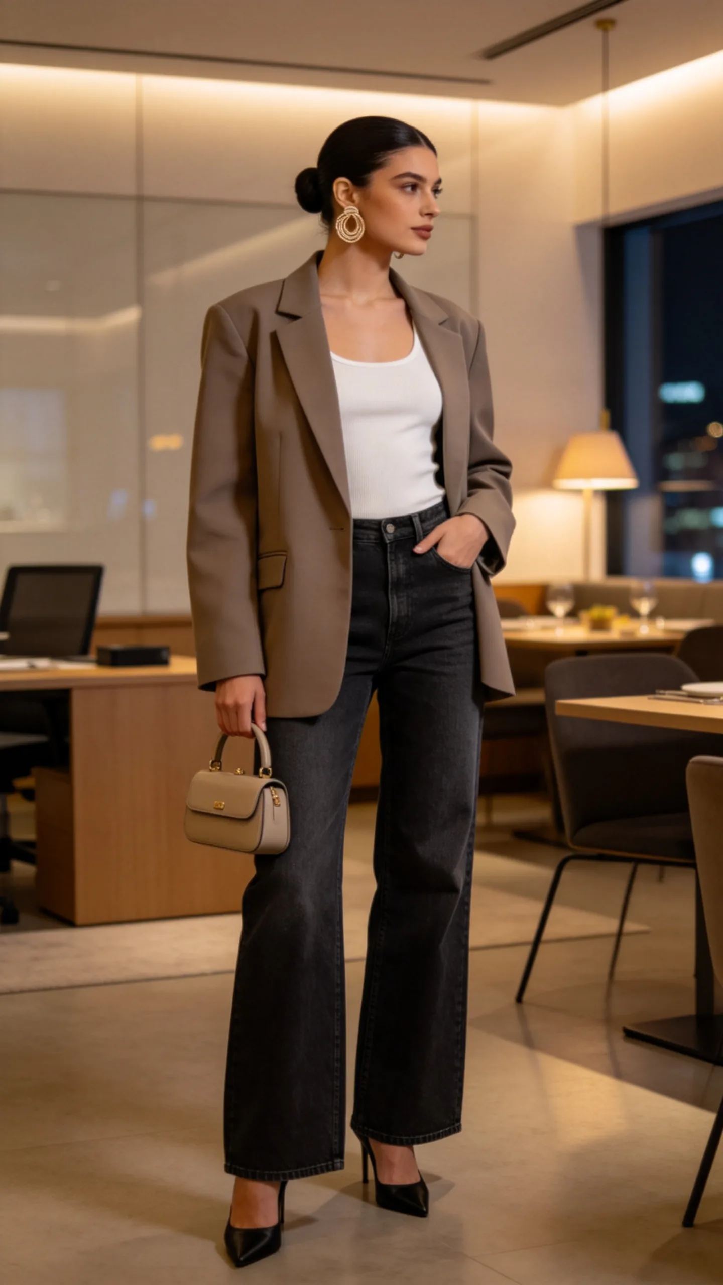 3. Fitted Tank and Oversized Blazer