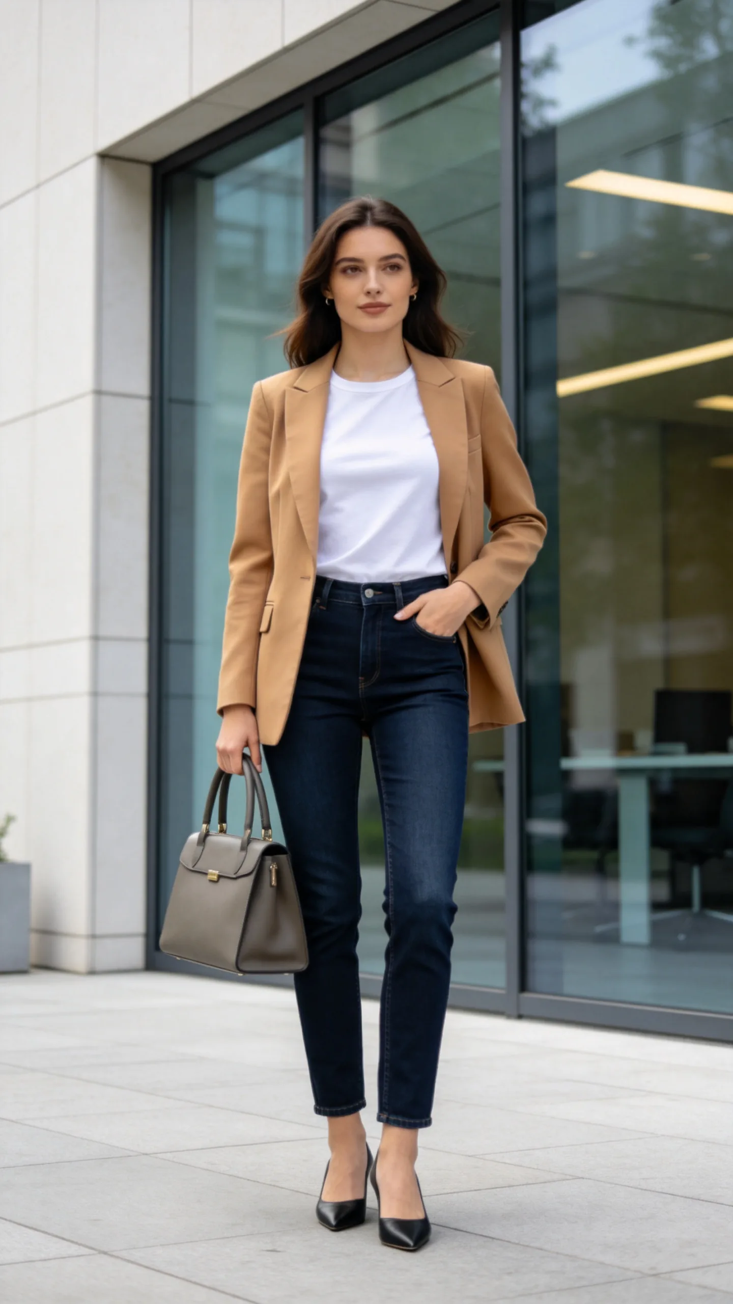 2. Dark-Wash Jeans With a Tailored Blazer