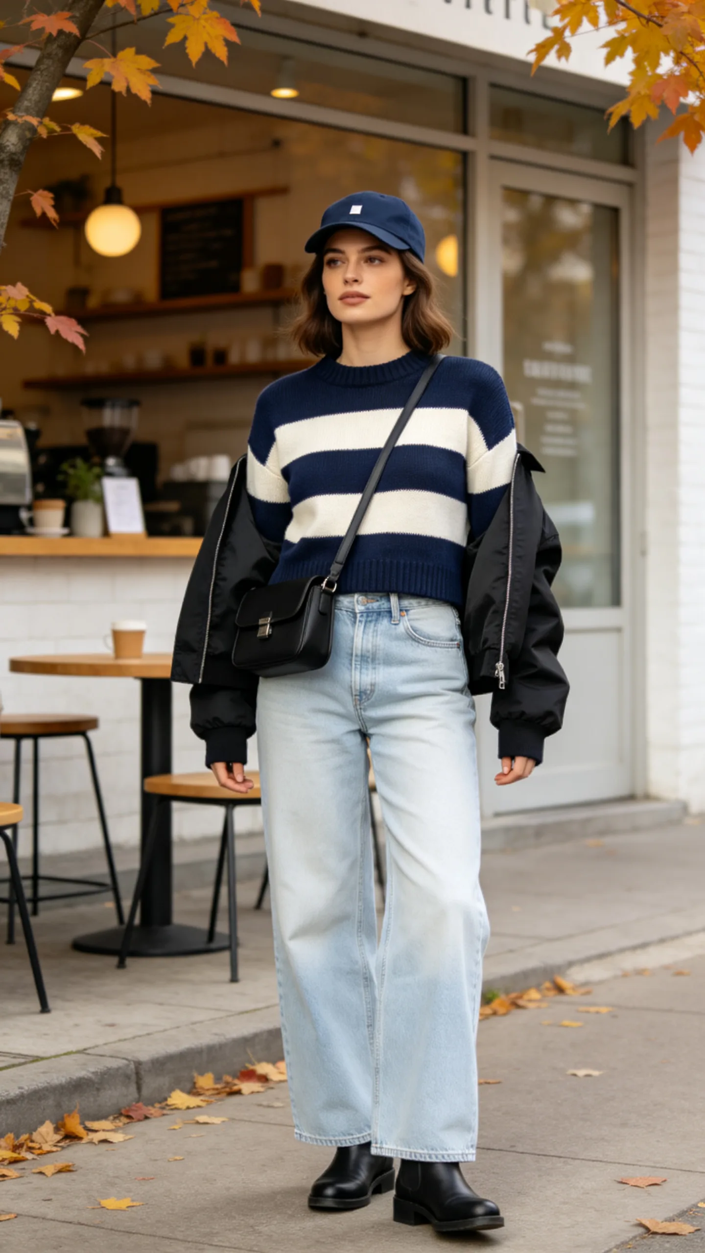 2. Light-Wash Jeans With a Striped Sweater and Chelsea Boots