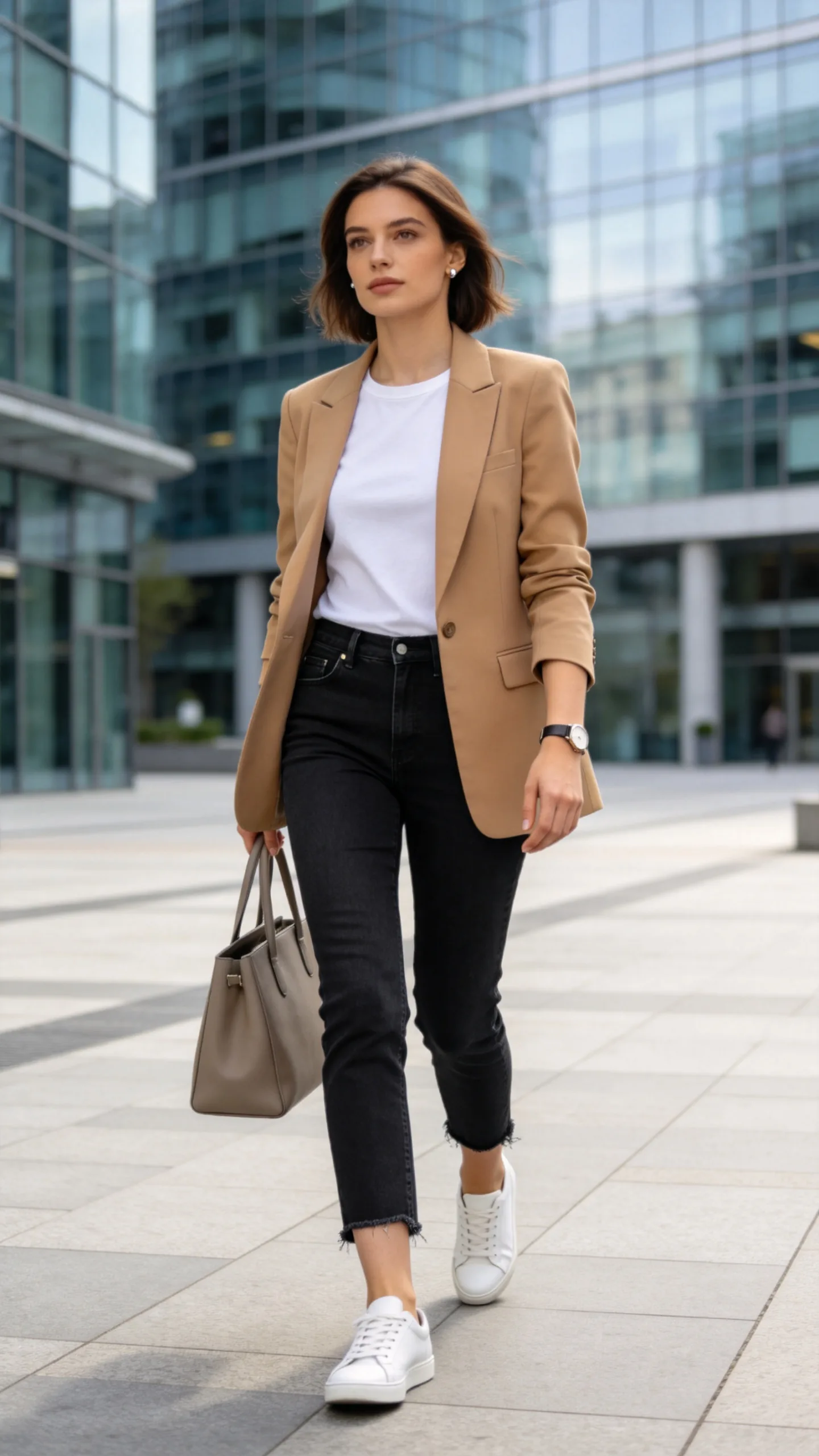 4. Black Cropped Jeans With a Blazer and Sneakers