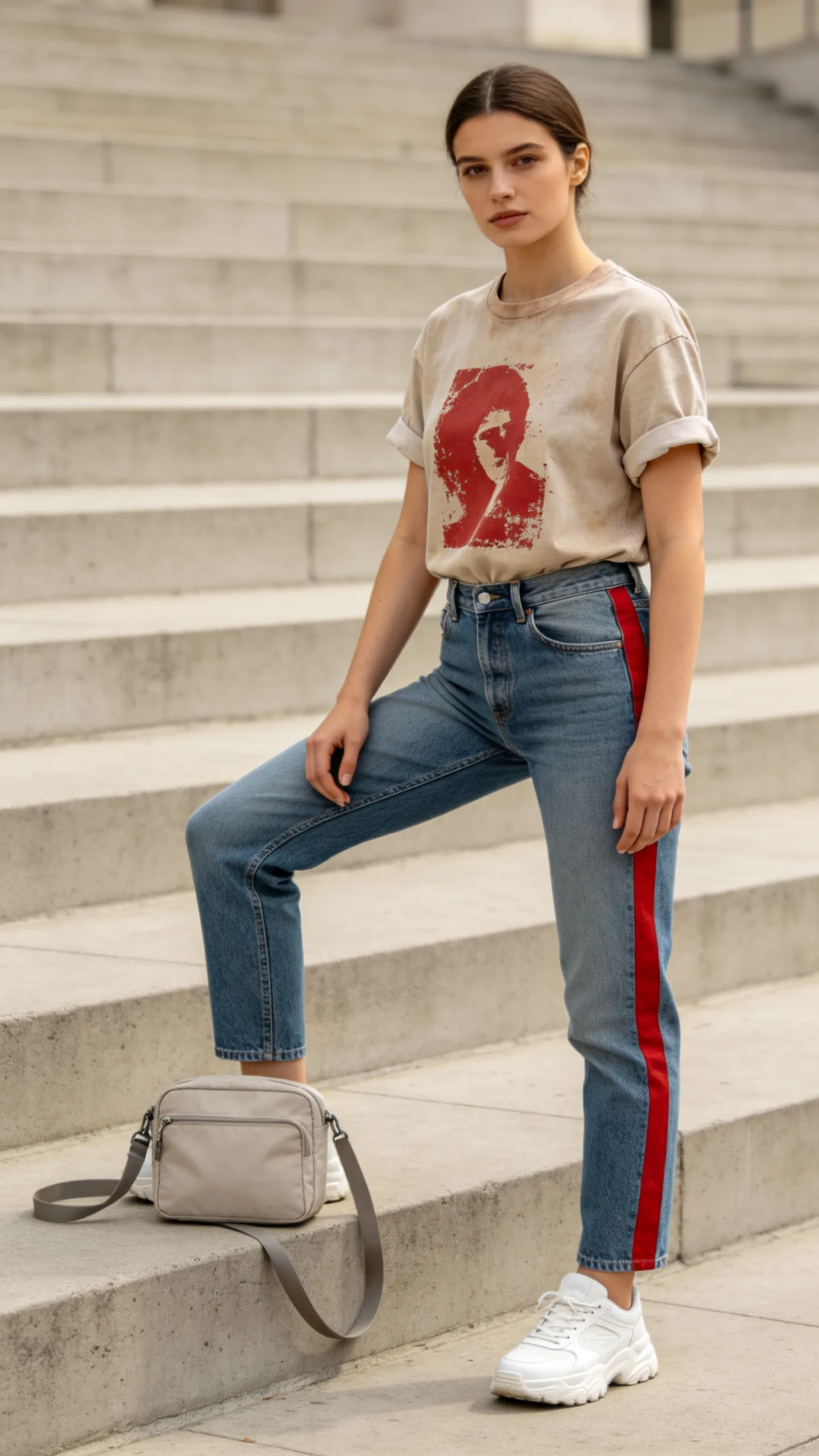 4. Side-Stripe Jeans With a Graphic Tee