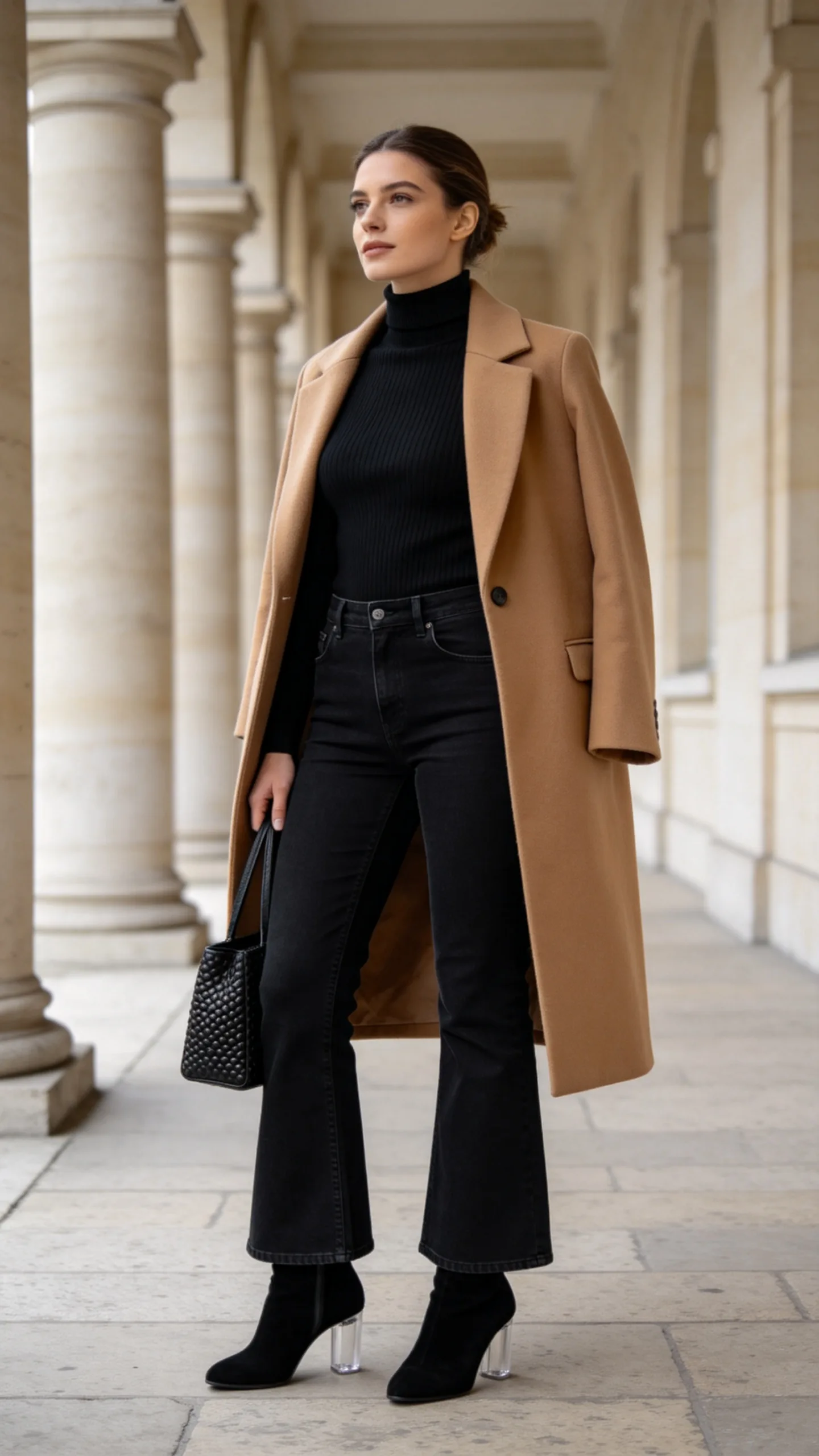 5. Wear Black Flares With a Monochrome Knit