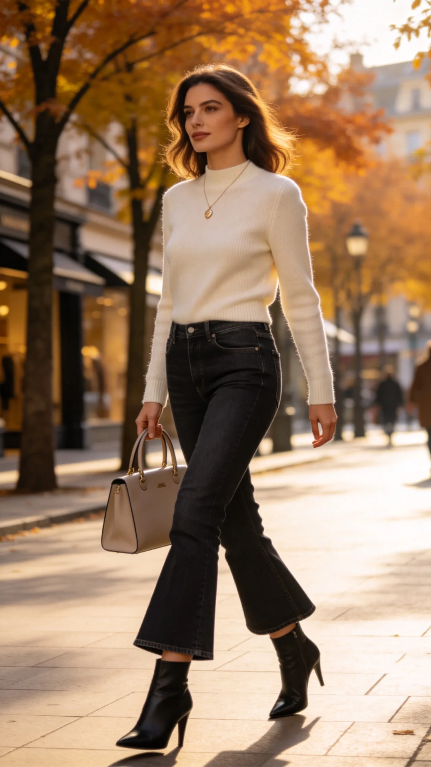 5. Cropped Flare Jeans With a Fine-Knit Sweater