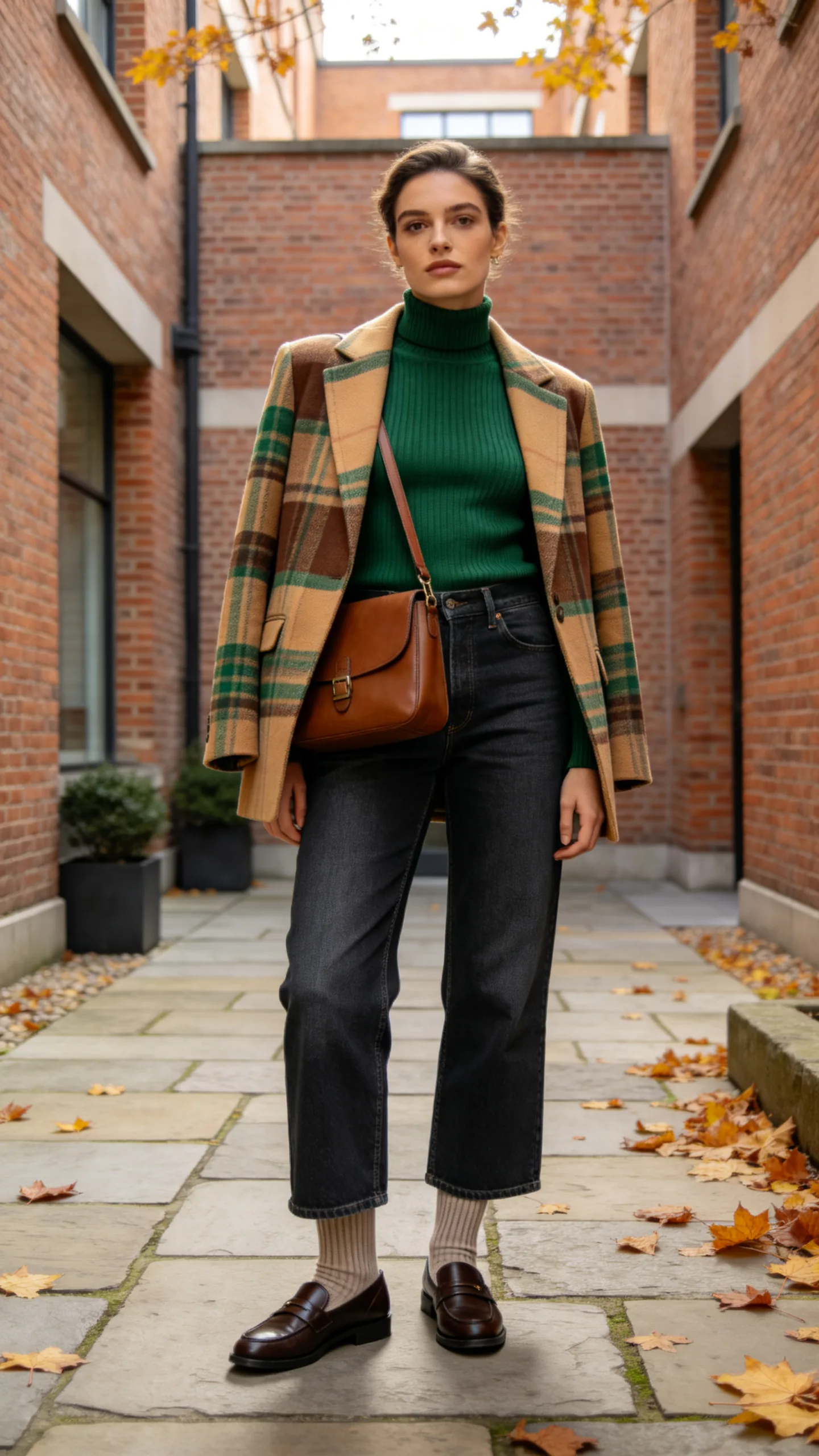 5. Cropped Wide Leg Jeans With a Mock-Neck Sweater and Loafers