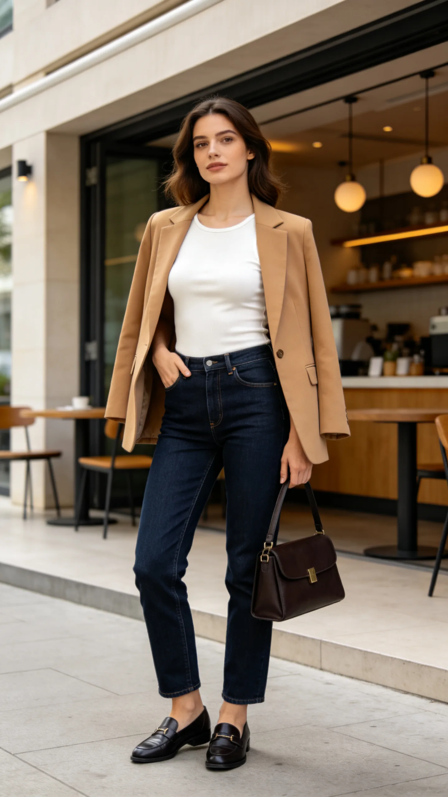 5. Dark-Wash Jeans With a Blazer and Bodysuit