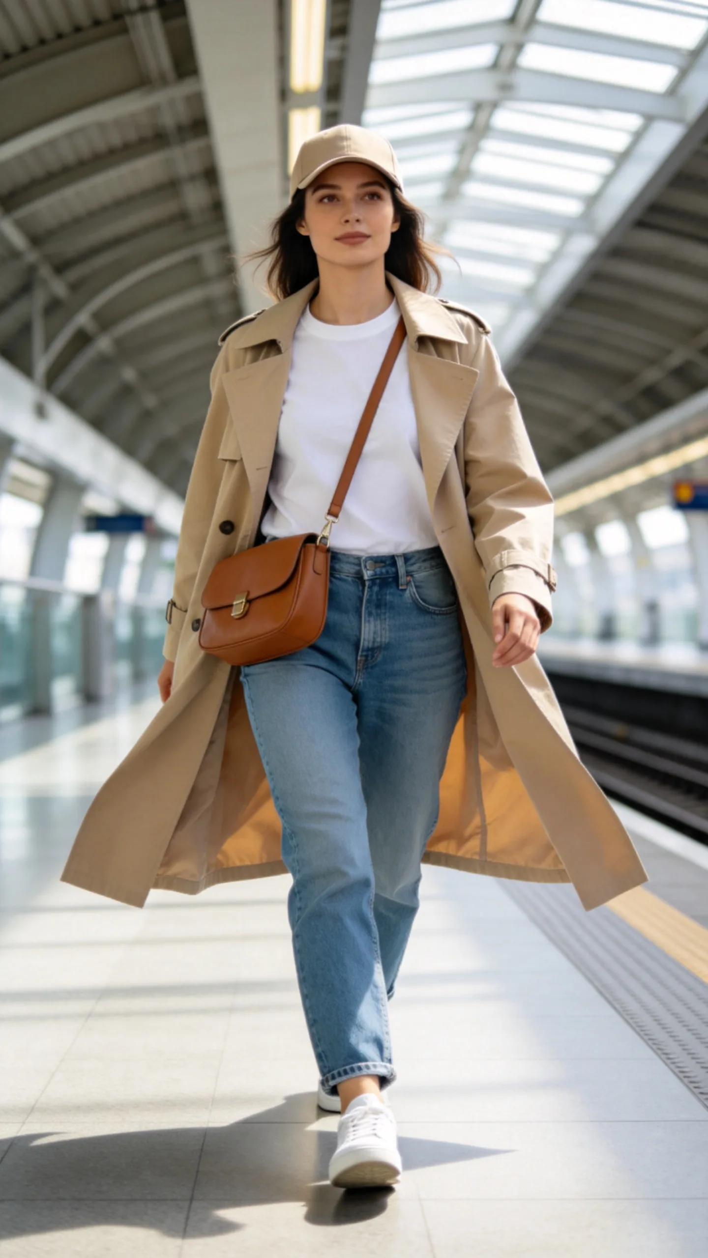 5. Relaxed Jeans With a White T-Shirt and Trench Coat