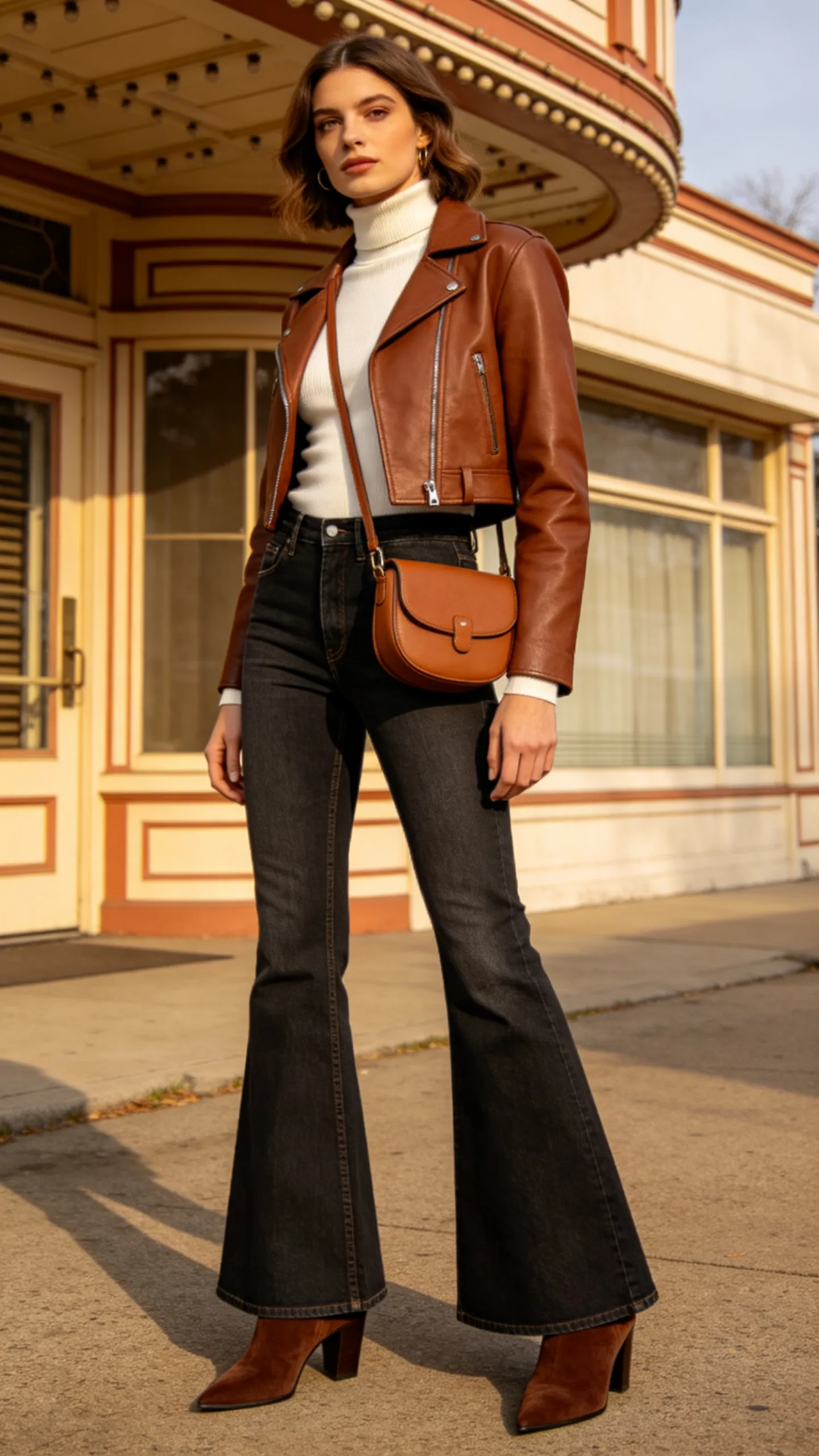 6. Flare Jeans With a Turtleneck and Suede Boots