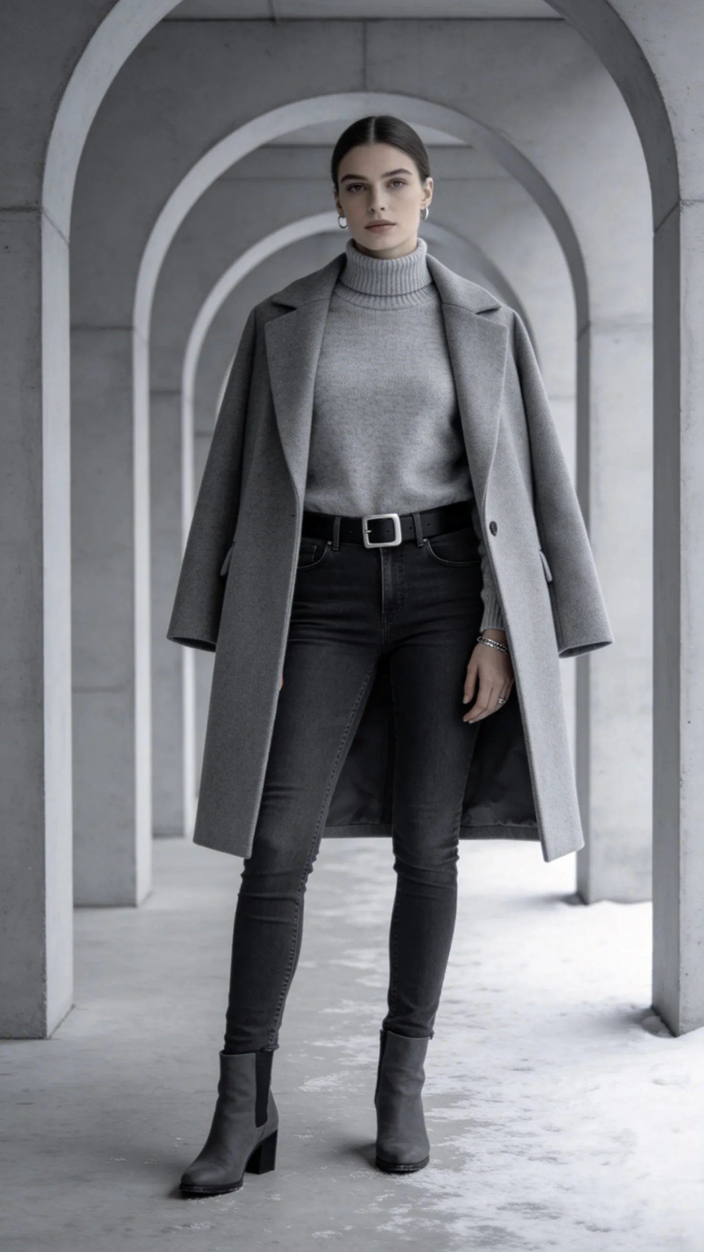 6. Gray Fitted Jeans With a Tonal Knit