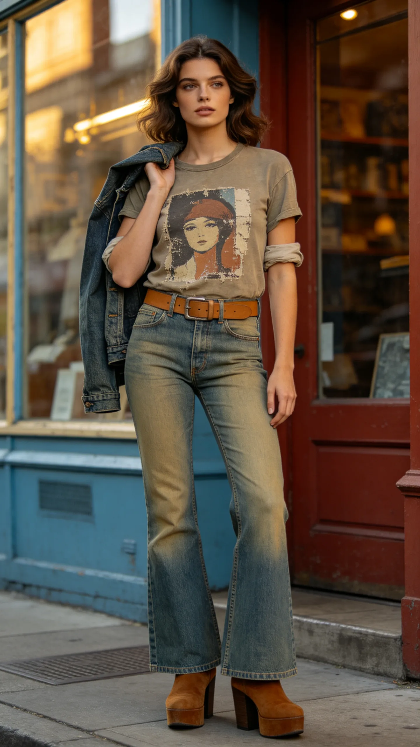 6. Combine Vintage-Wash Flares With a Graphic Tee