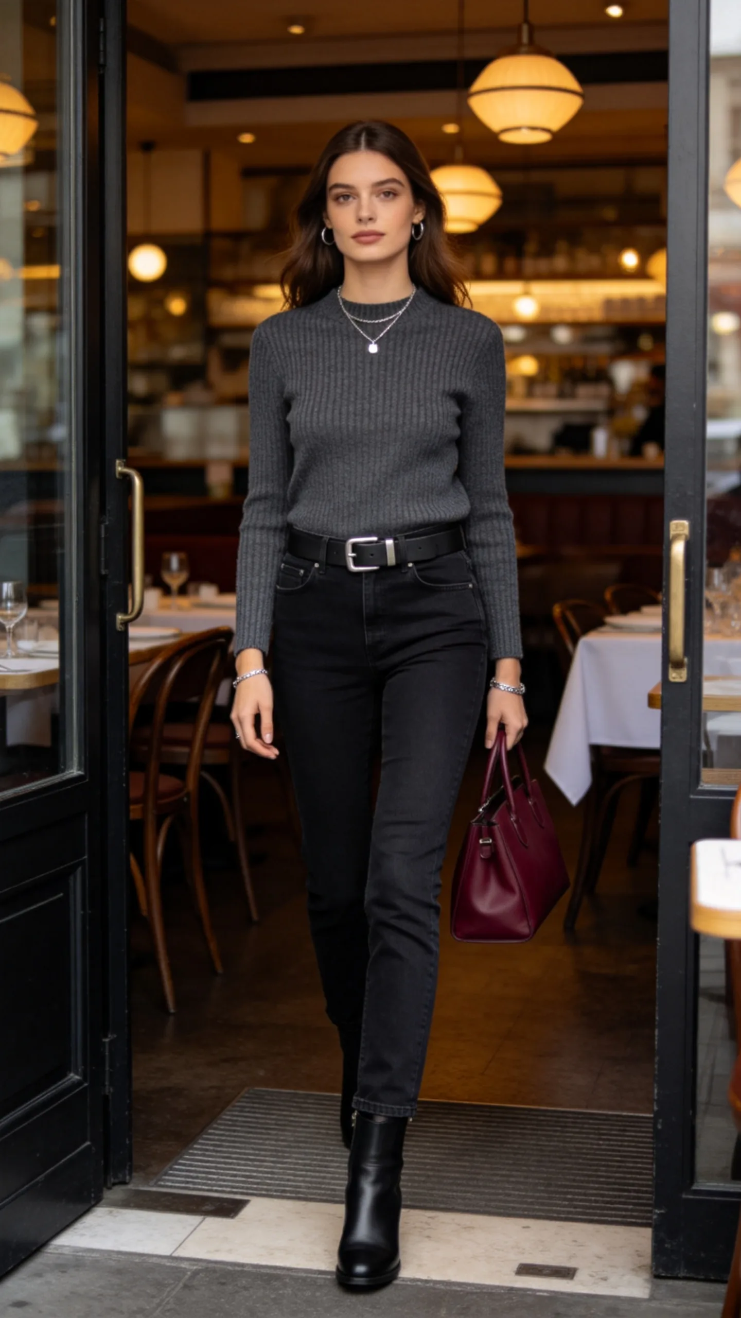 7. Black Jeans With a Monochrome Knit