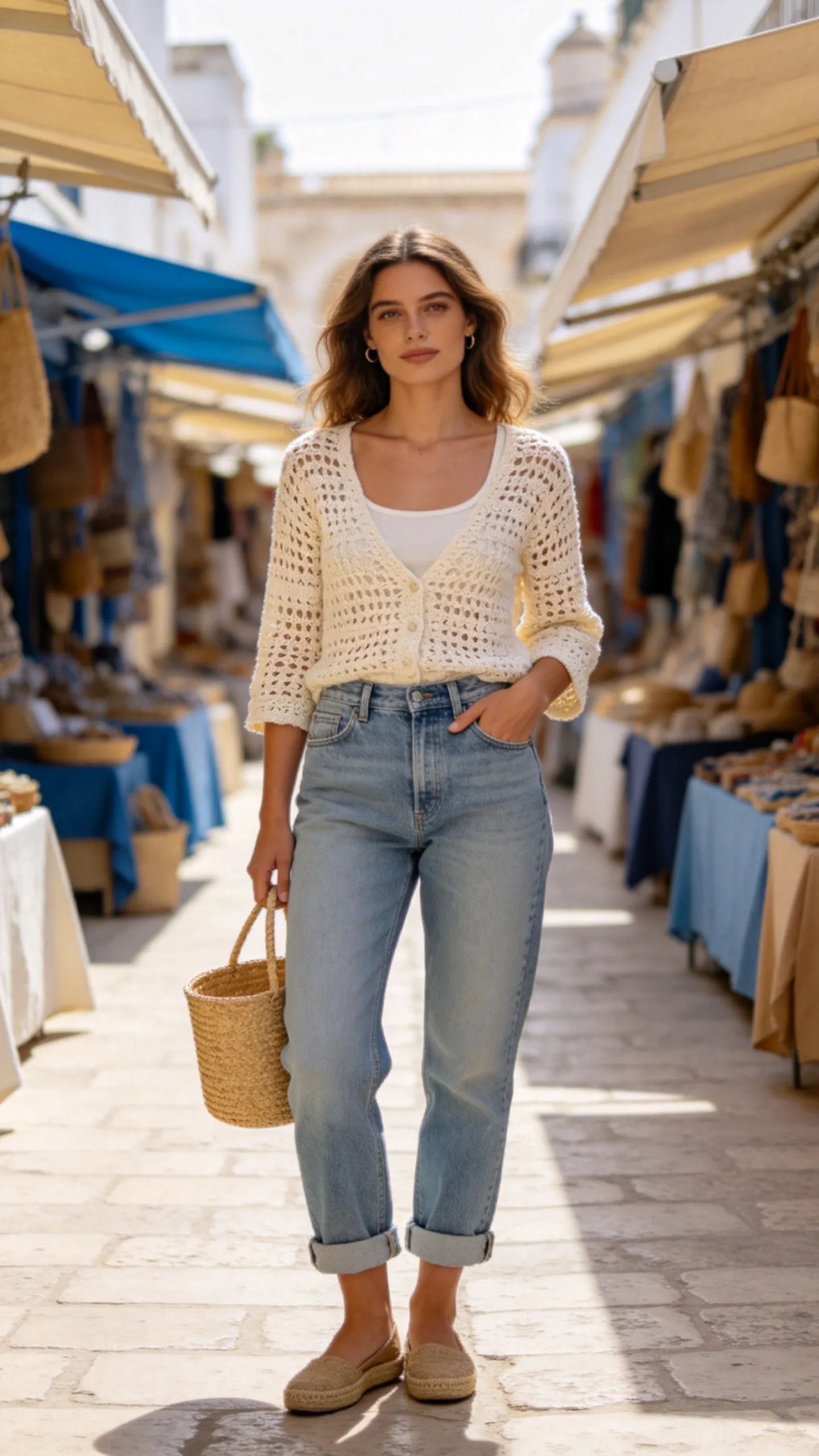 7. Cuffed Boyfriend Jeans With a Crochet Top