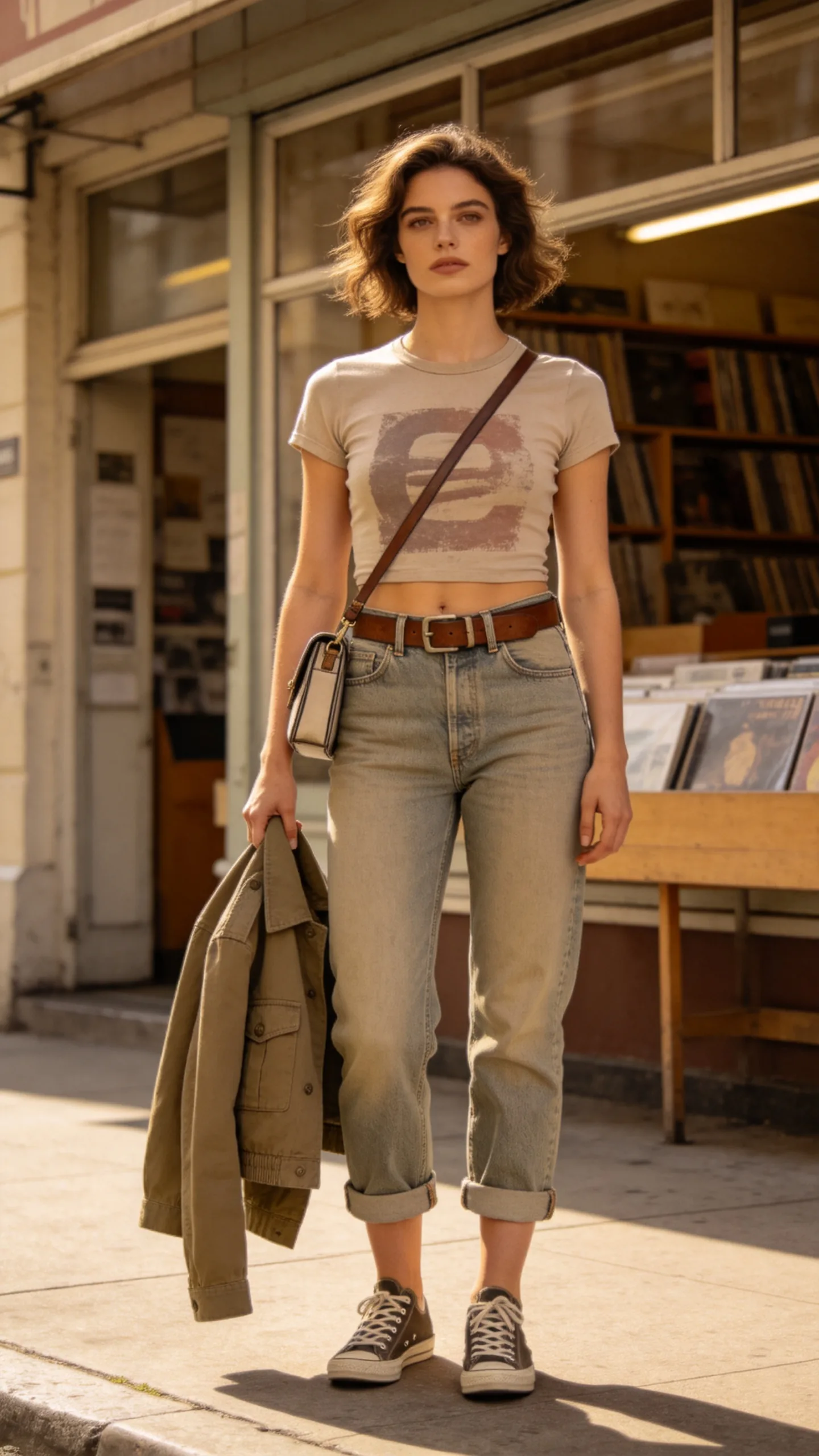 7. High-Rise Cropped Jeans With a Tucked-In Graphic Tee