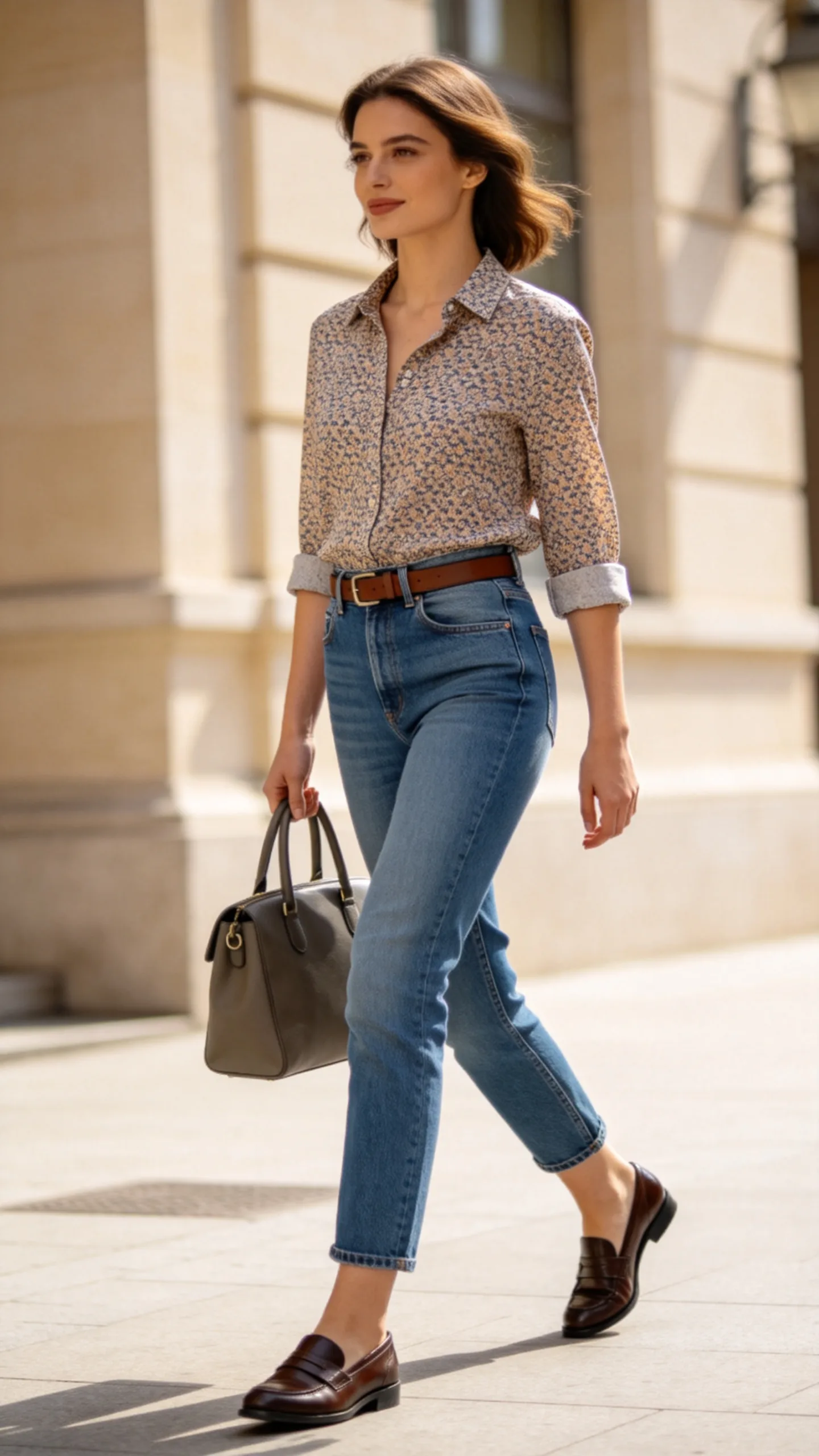 7. Mom Jeans With a Blouse and Loafers