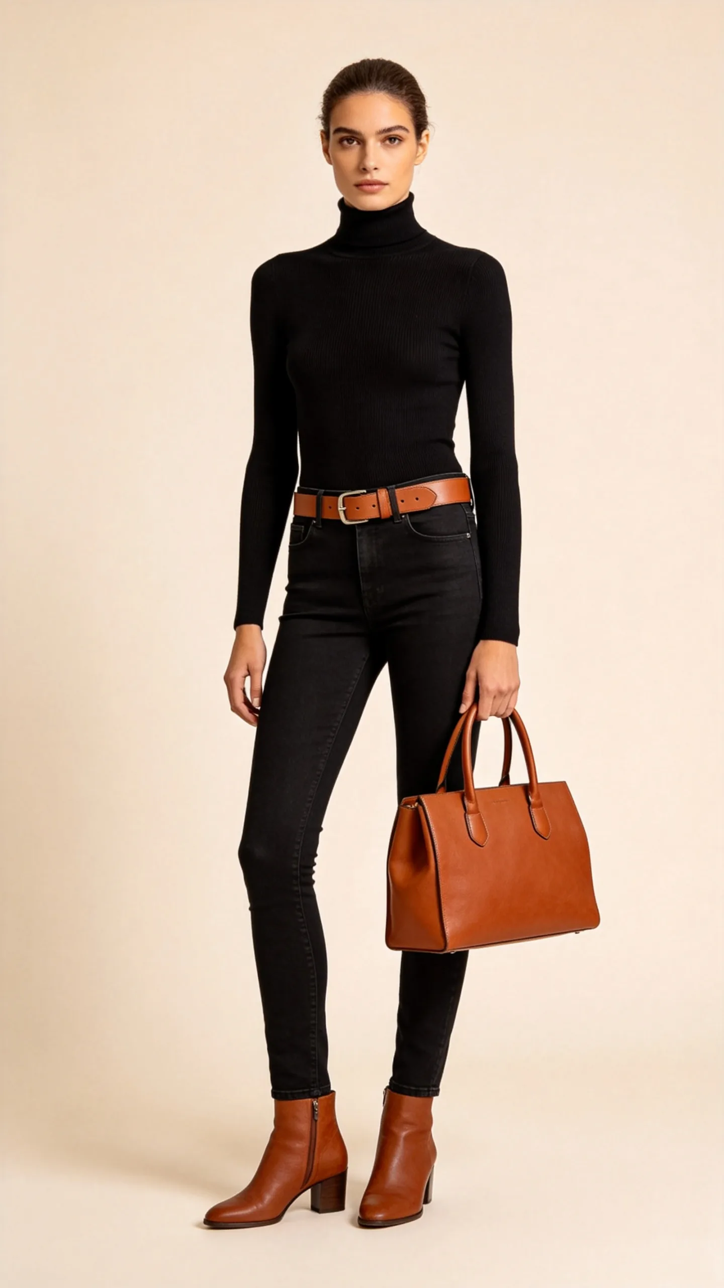 8. Black Jeans With a Fitted Turtleneck