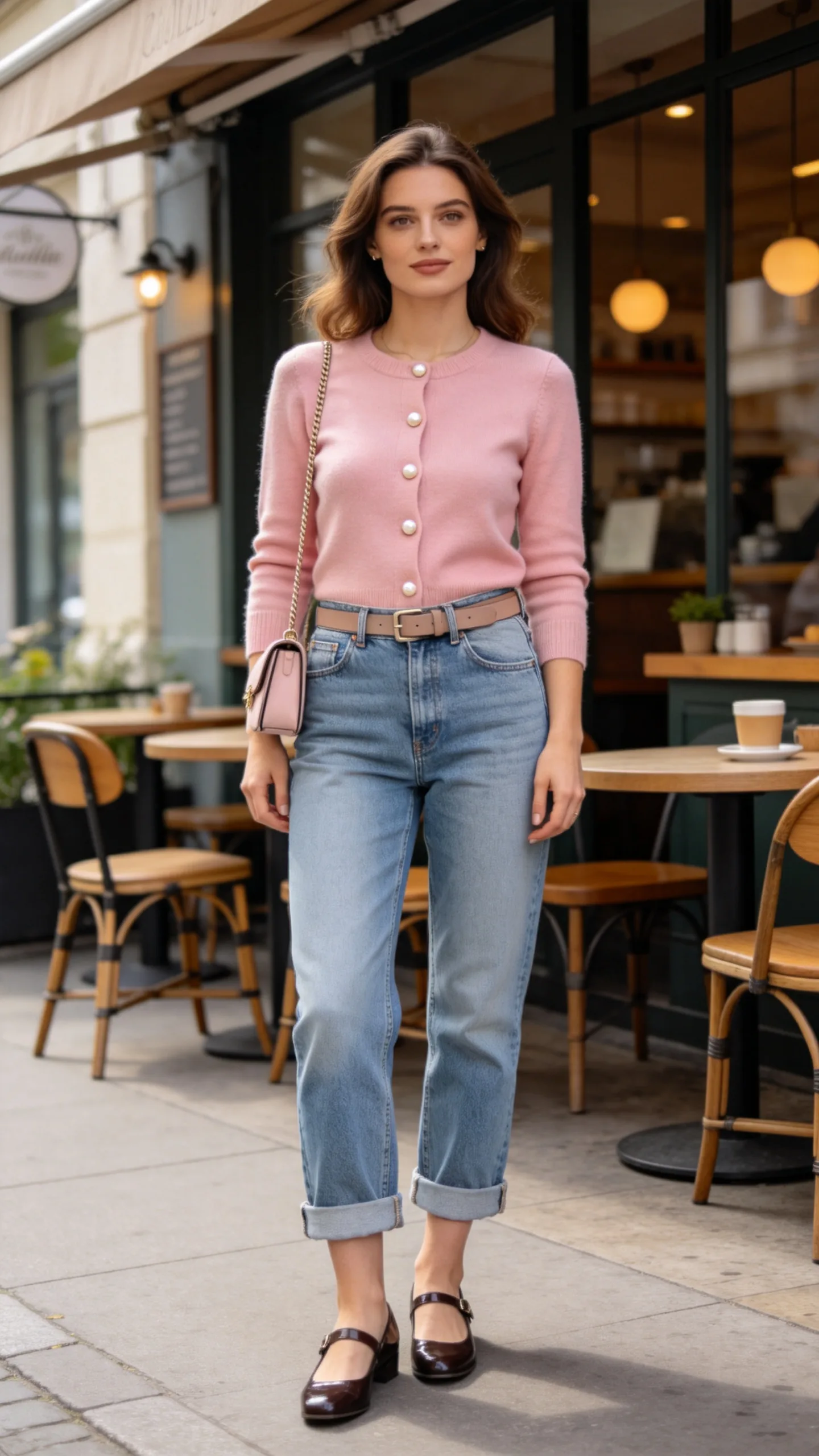 9. Cropped Boyfriend Jeans With a Feminine Cardigan