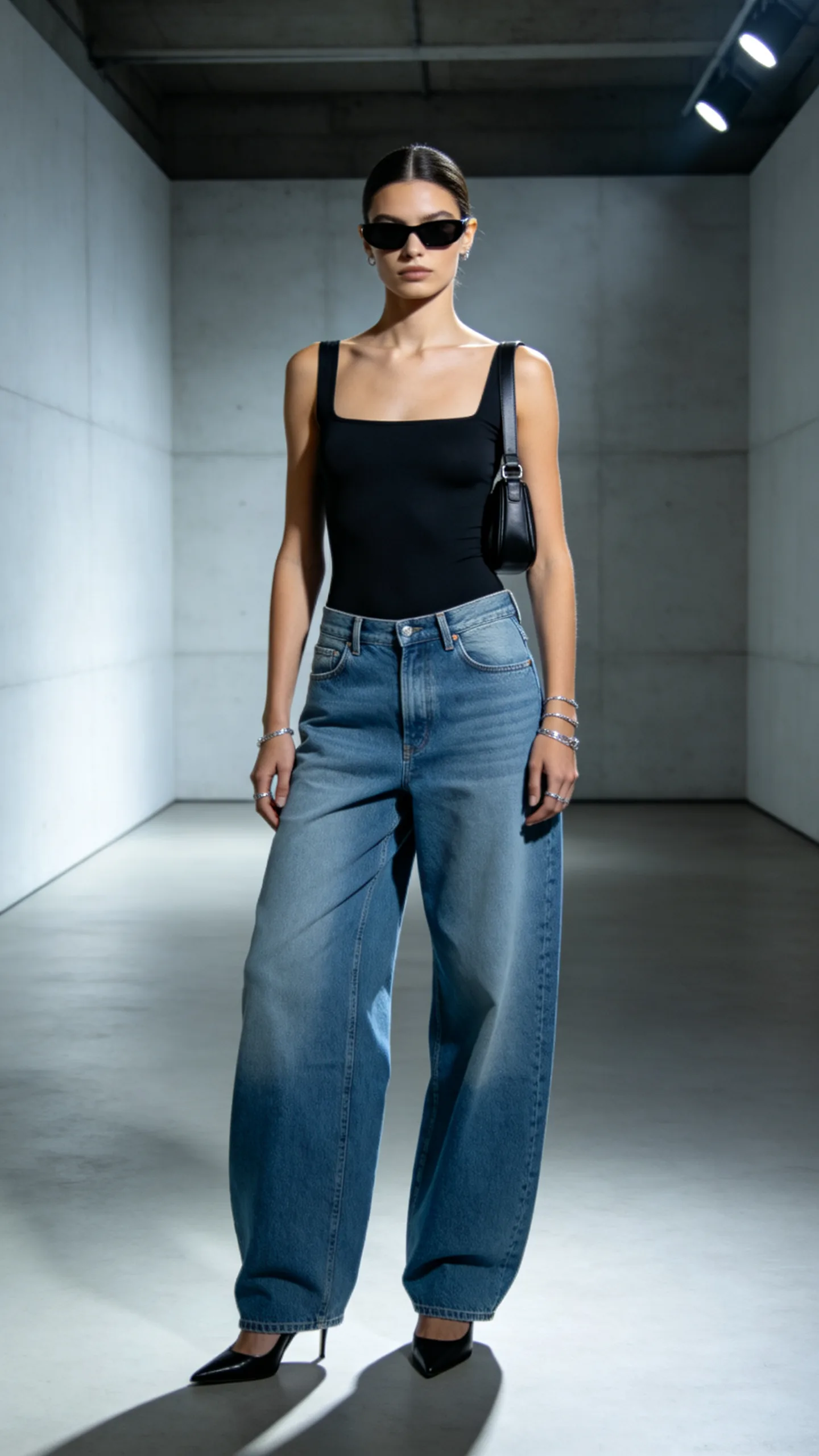 10. Baggy Jeans With a Sleek Bodysuit