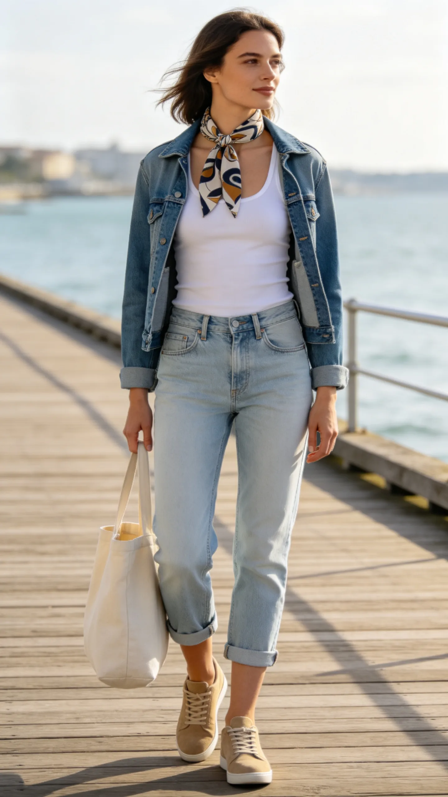 11. Light-Wash Cropped Jeans With a Denim Jacket