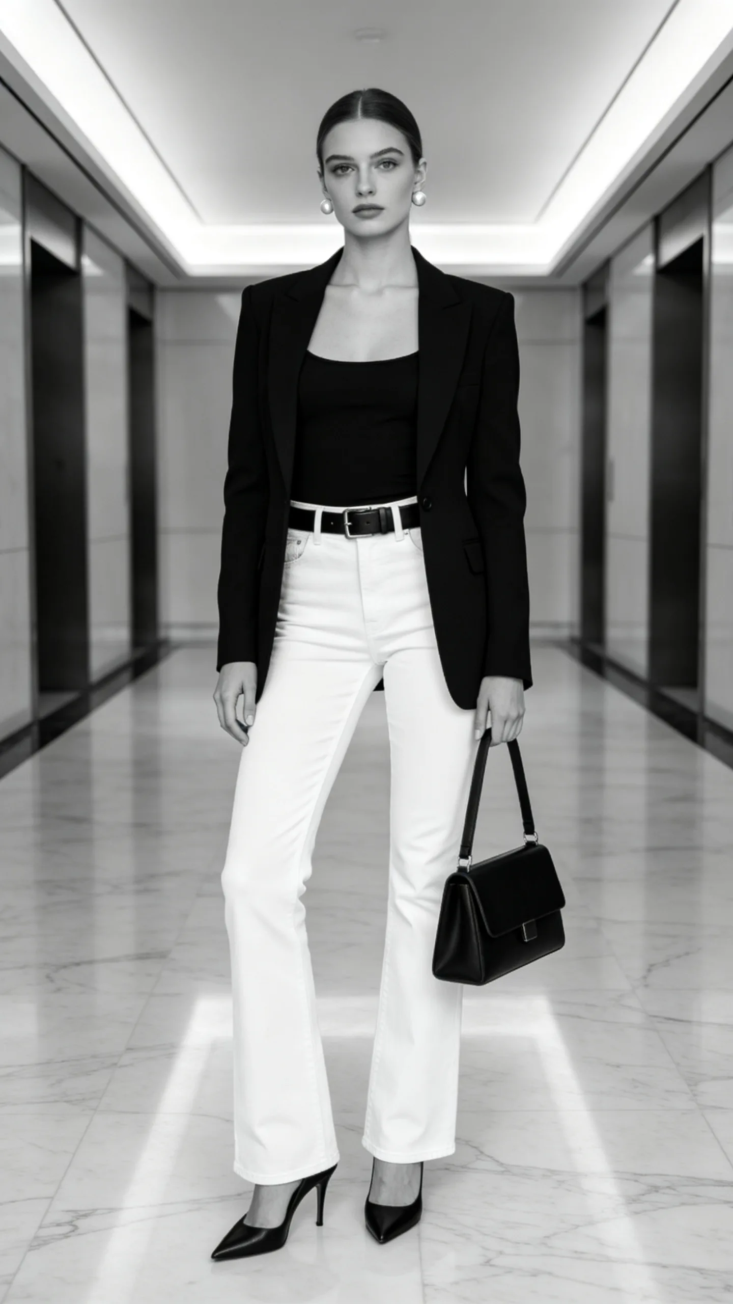 11. White Bootcut Jeans With a Black Blazer