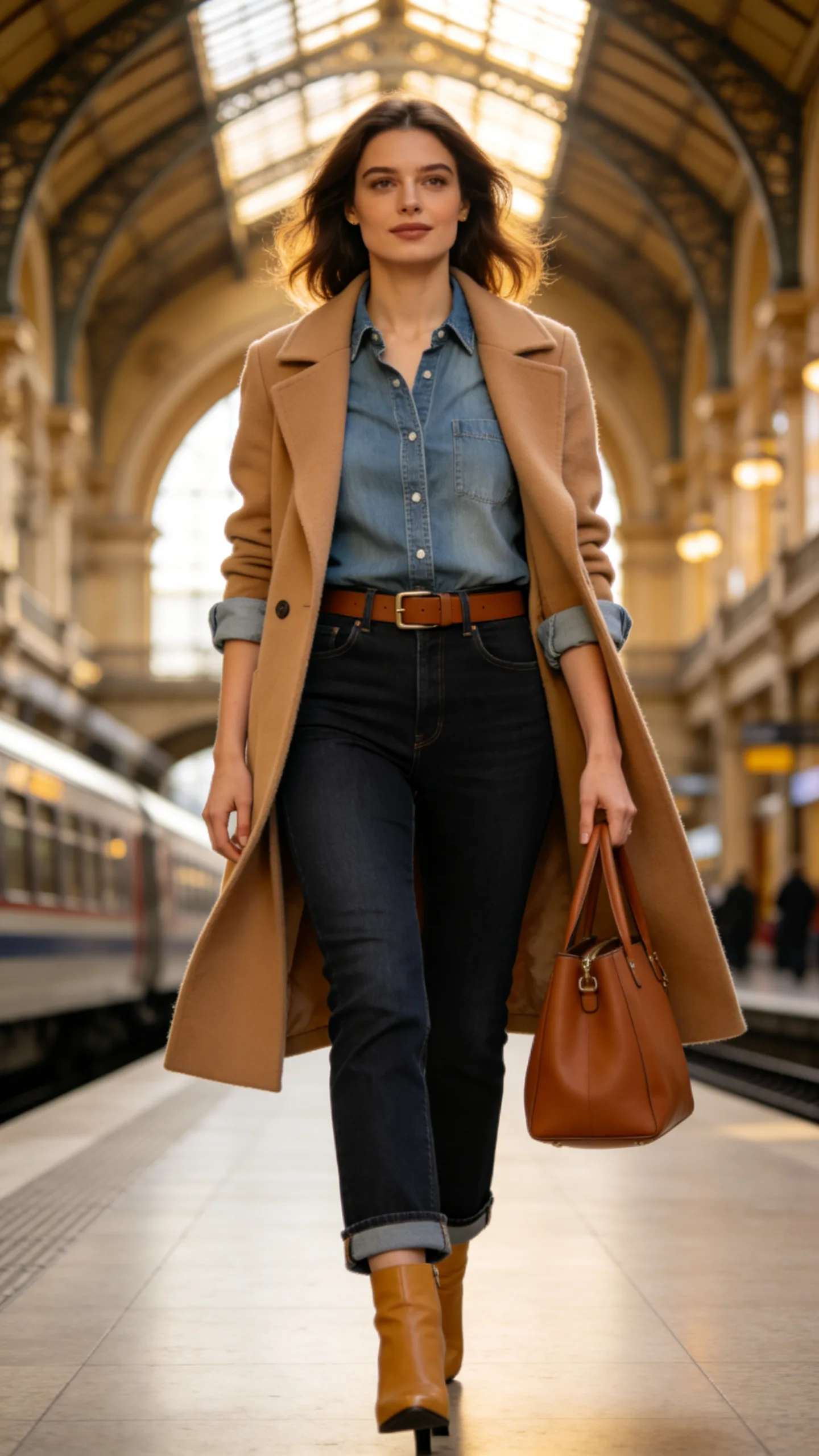 12. Bootcut Jeans With a Denim Shirt and Tan Boots