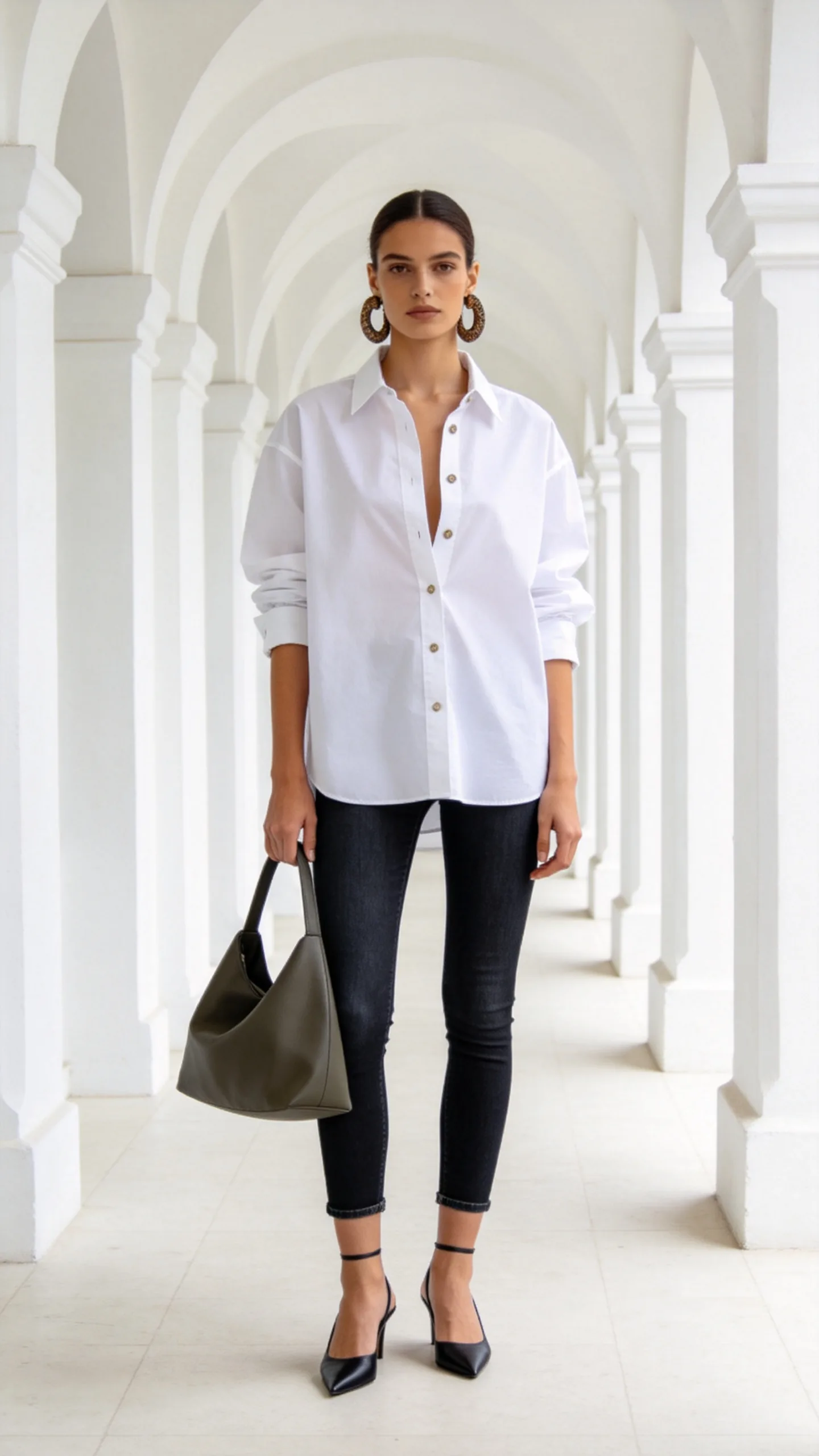 12. Cropped Skinny Jeans With an Oversized Poplin Shirt