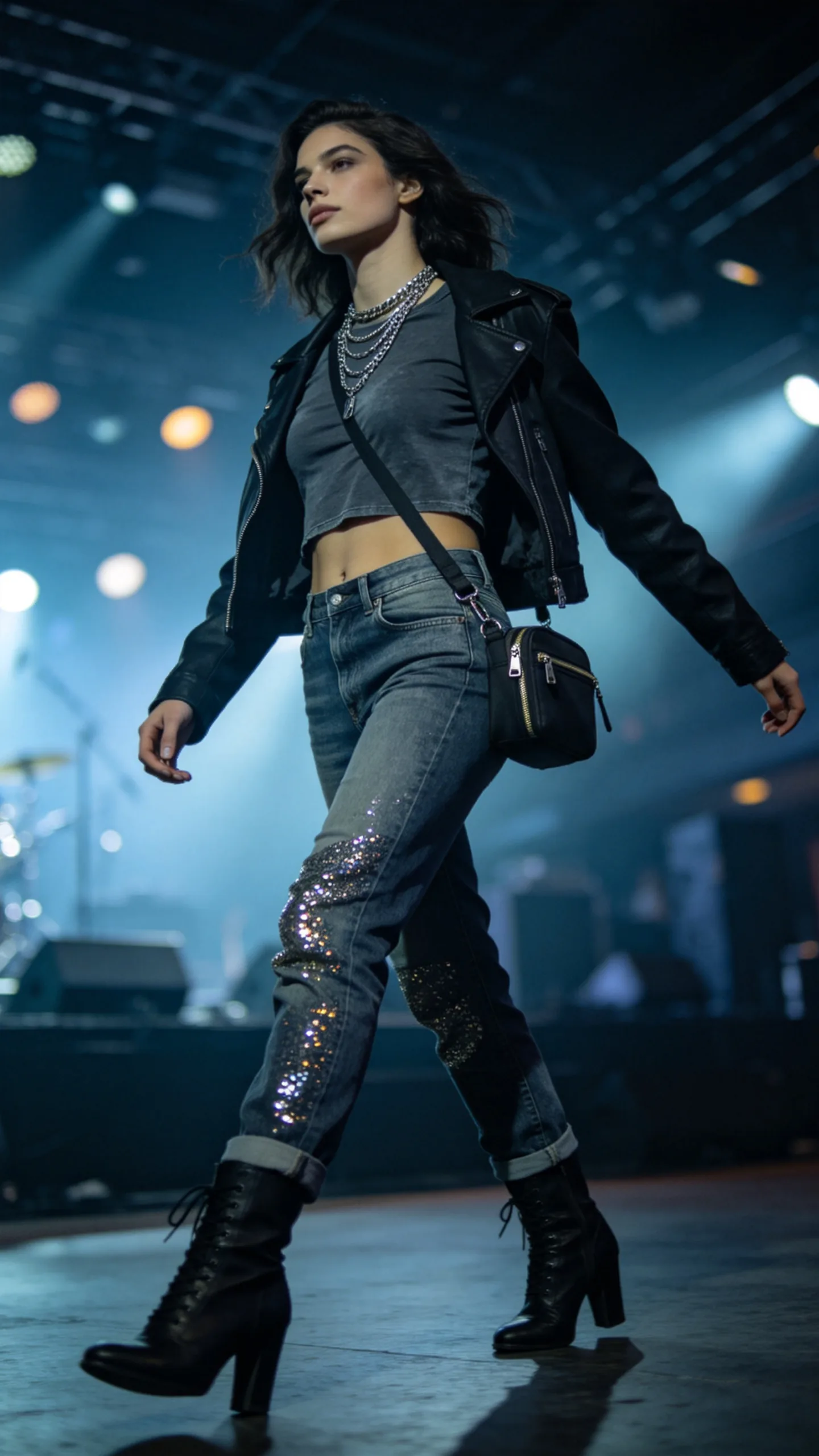 12. Glitter Patch Jeans With a Band Tee