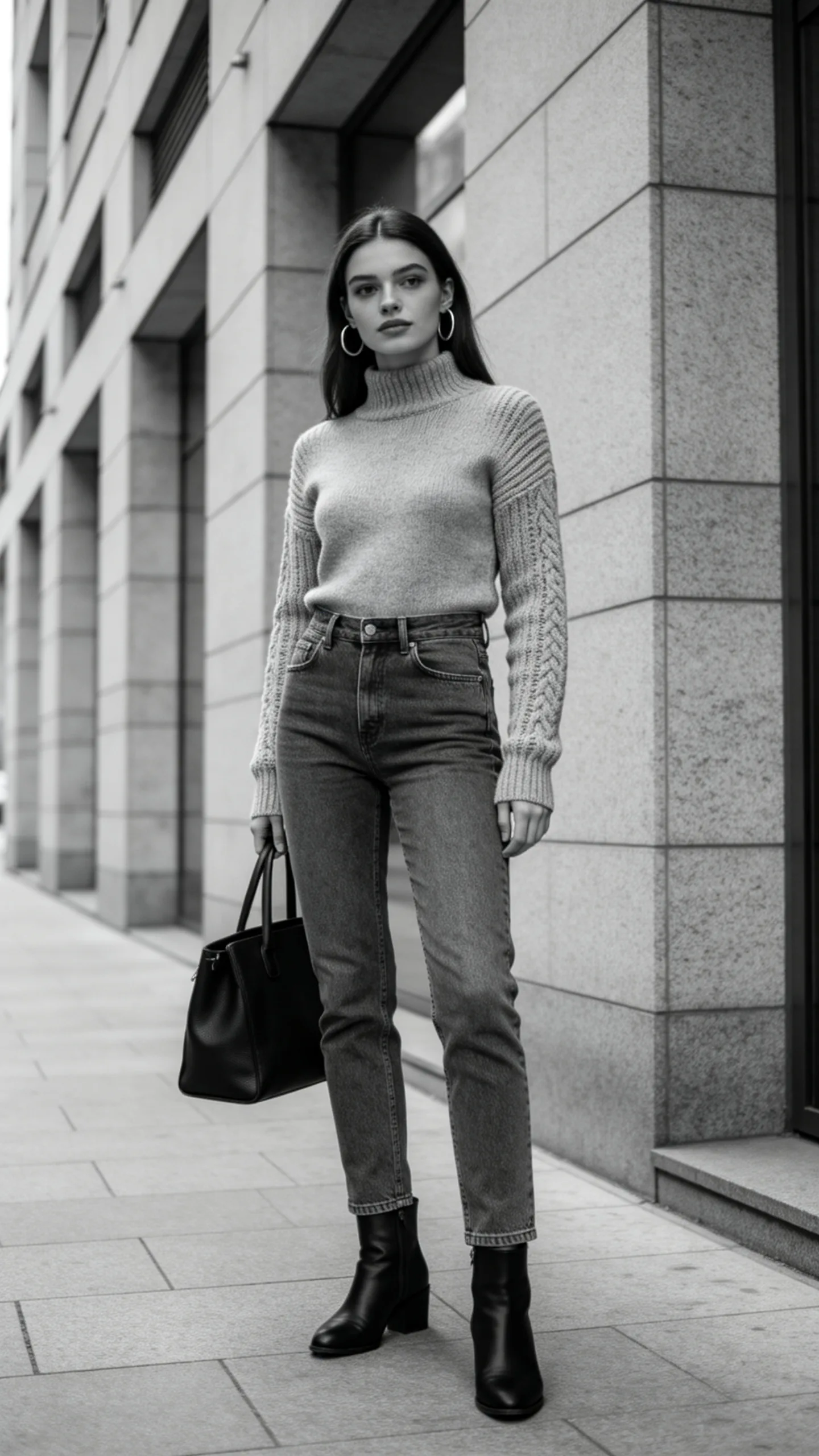 12. Gray Jeans With a Monochrome Knit