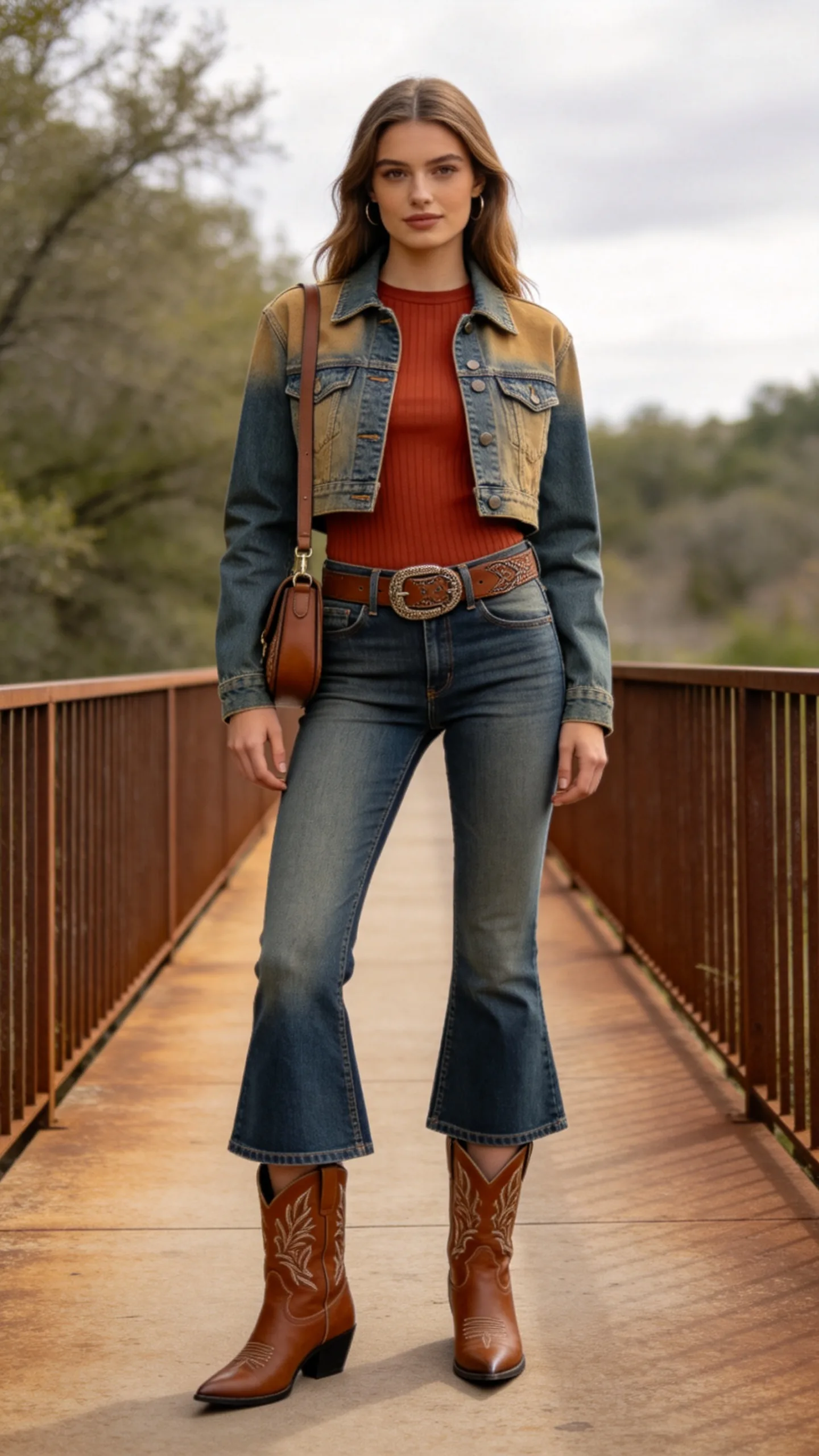 13. Cropped Bell Bottoms With Western Ankle Boots