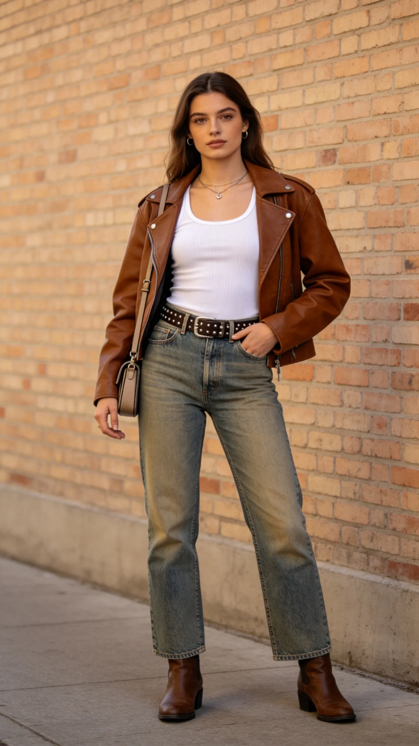 13. Vintage-Wash Jeans With a Leather Jacket