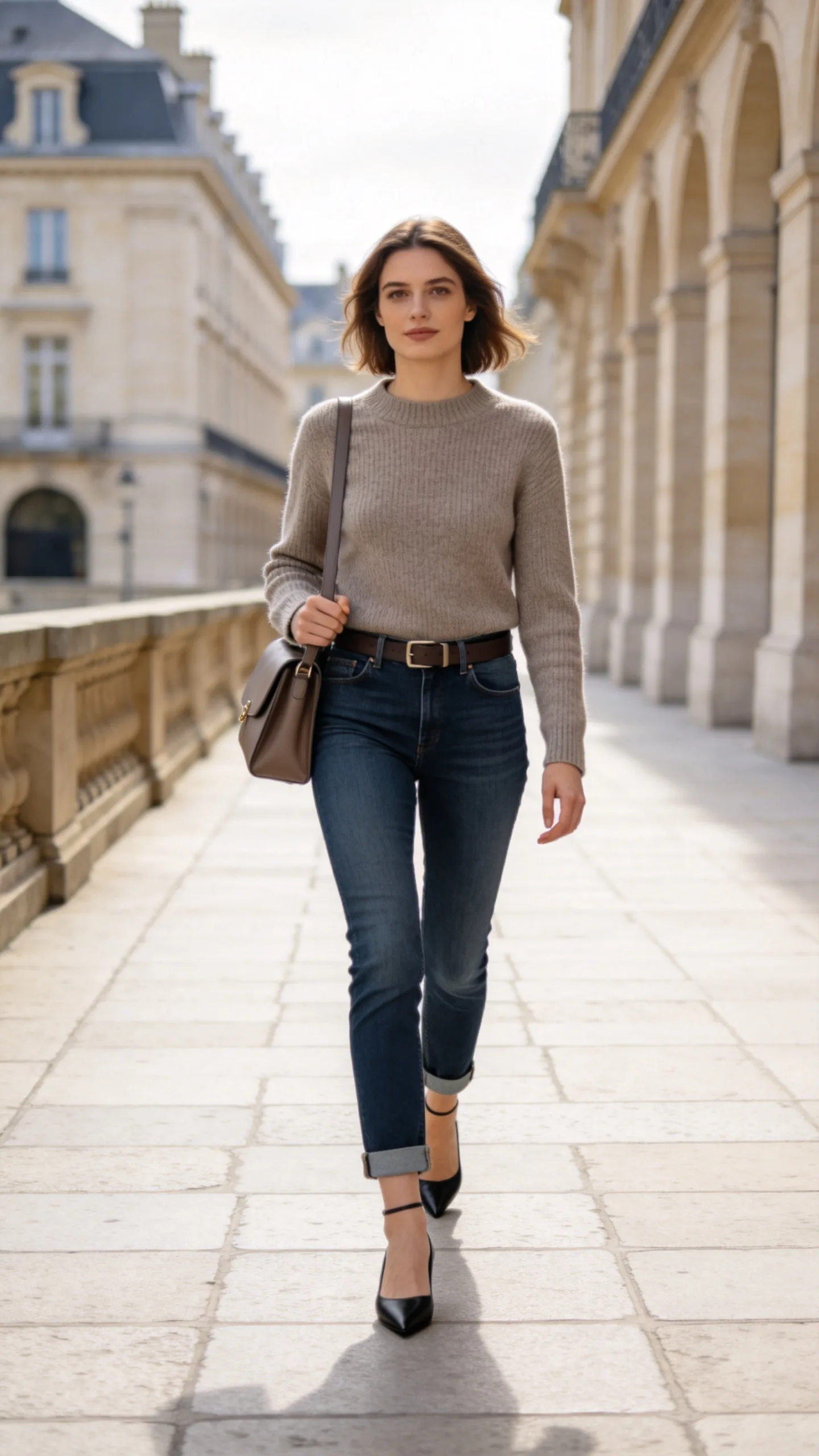 14. Ankle-Length Jeans With Pointed Ballet Flats