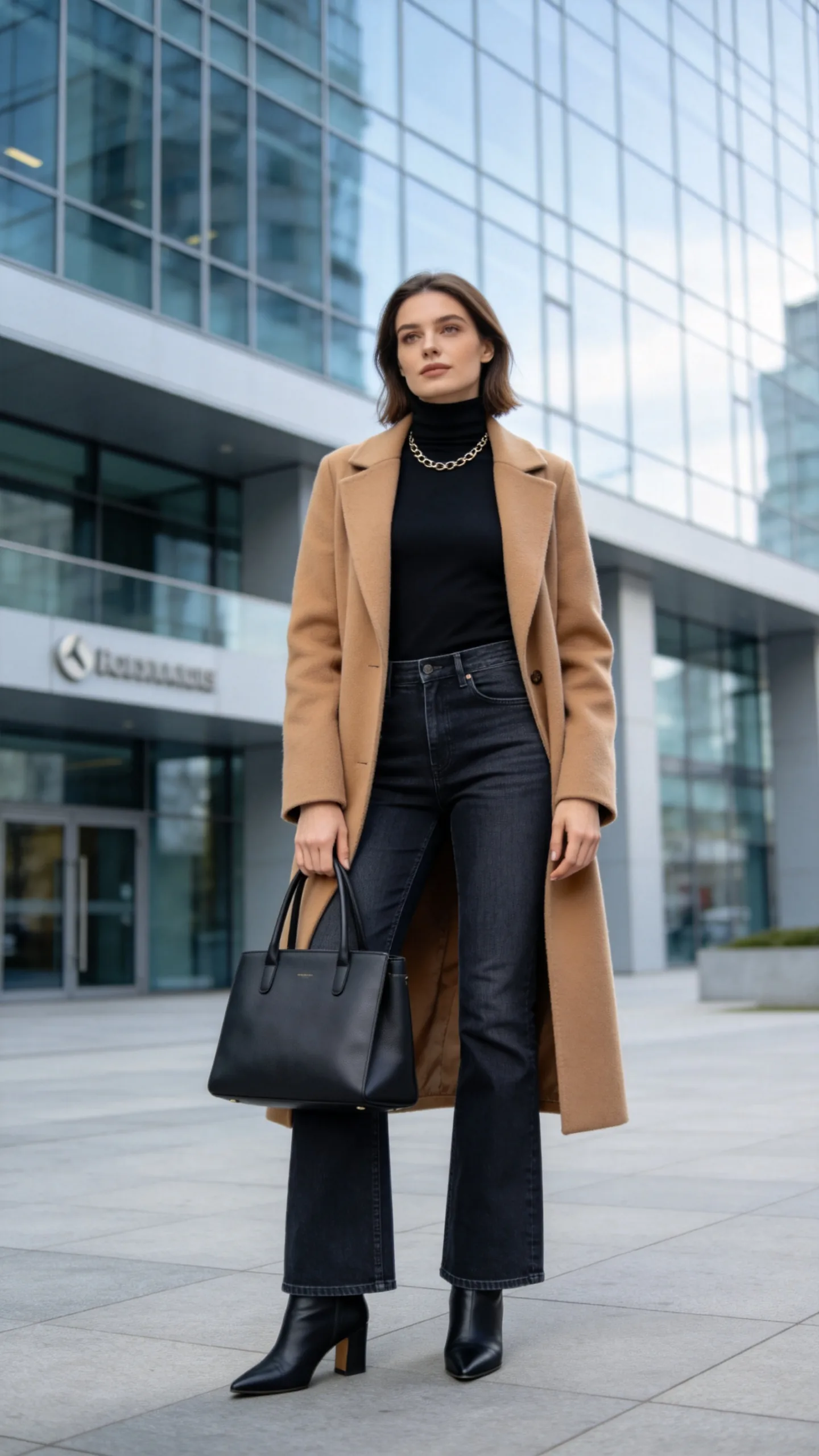 14. Bootcut Jeans With a Turtleneck and Long Coat