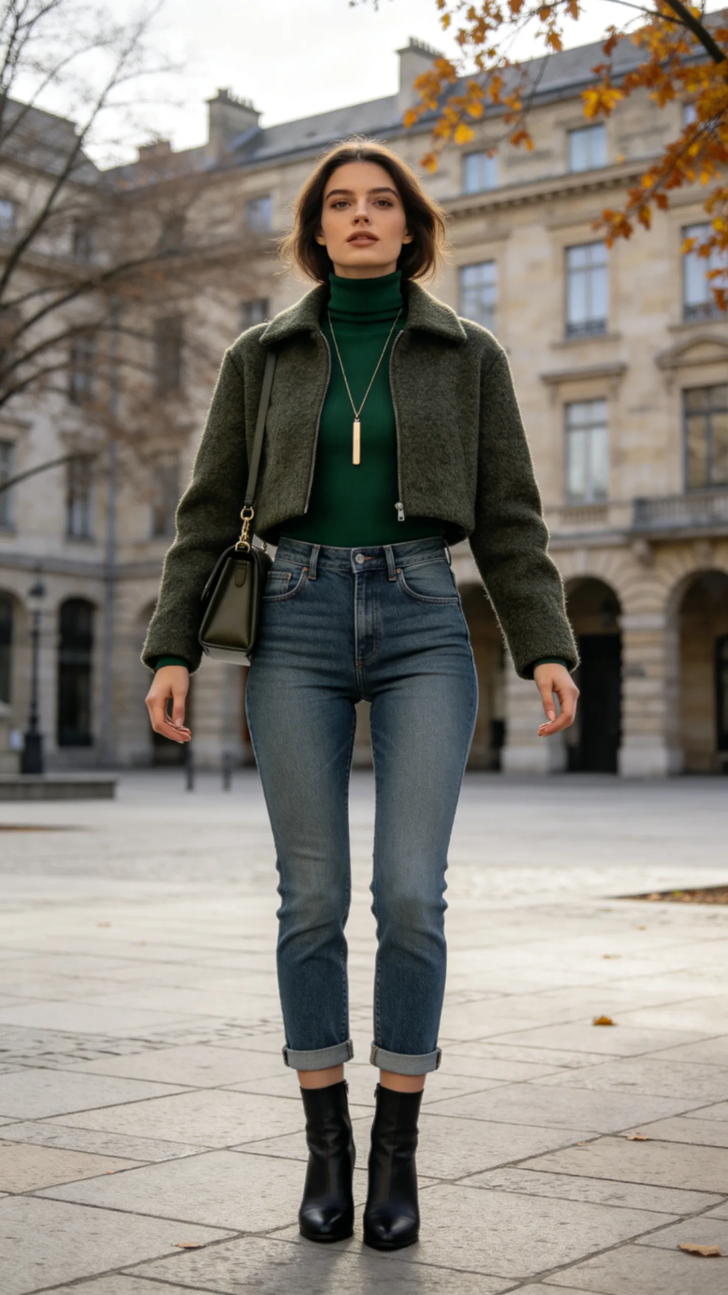 14. Cropped Barrel Jeans With a Slim Turtleneck