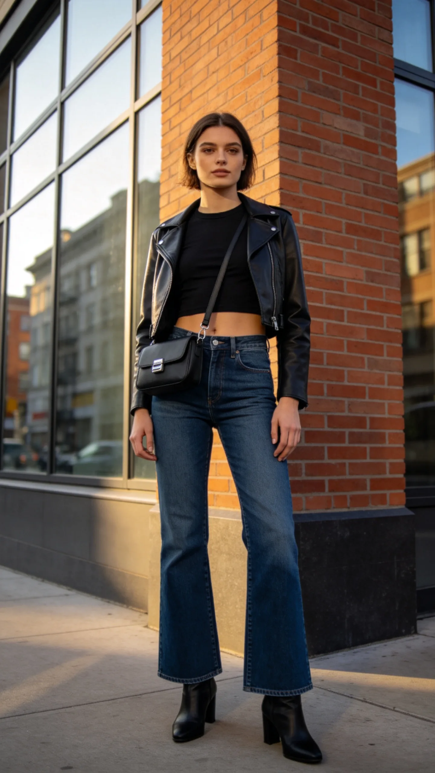 14. Add a Leather Jacket and Heeled Boots