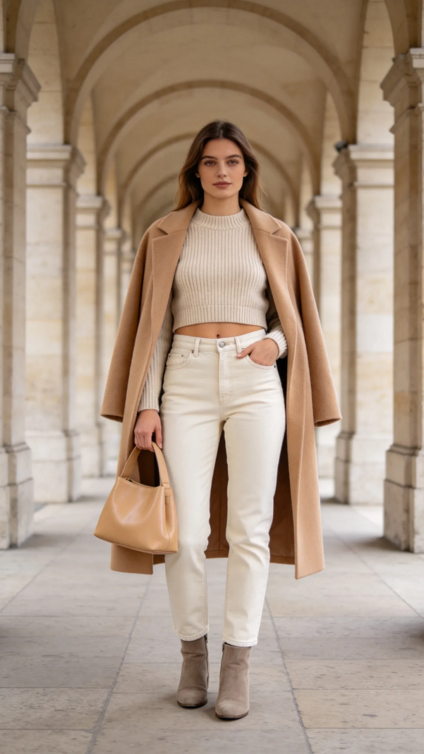 15. Ecru Jeans With a Neutral Knit