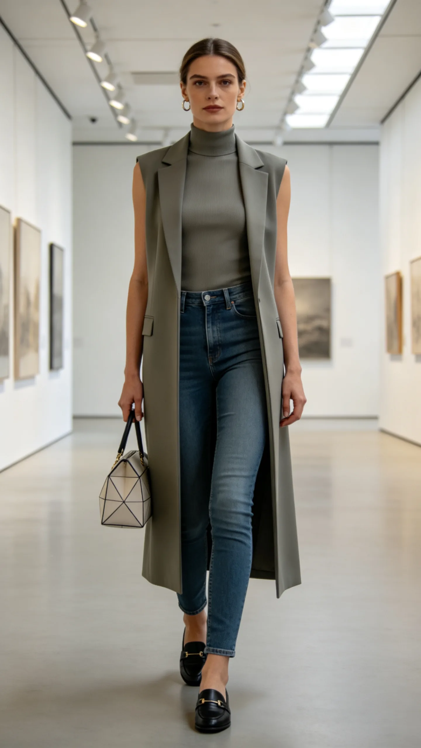 15. Fitted Jeans With a Longline Vest