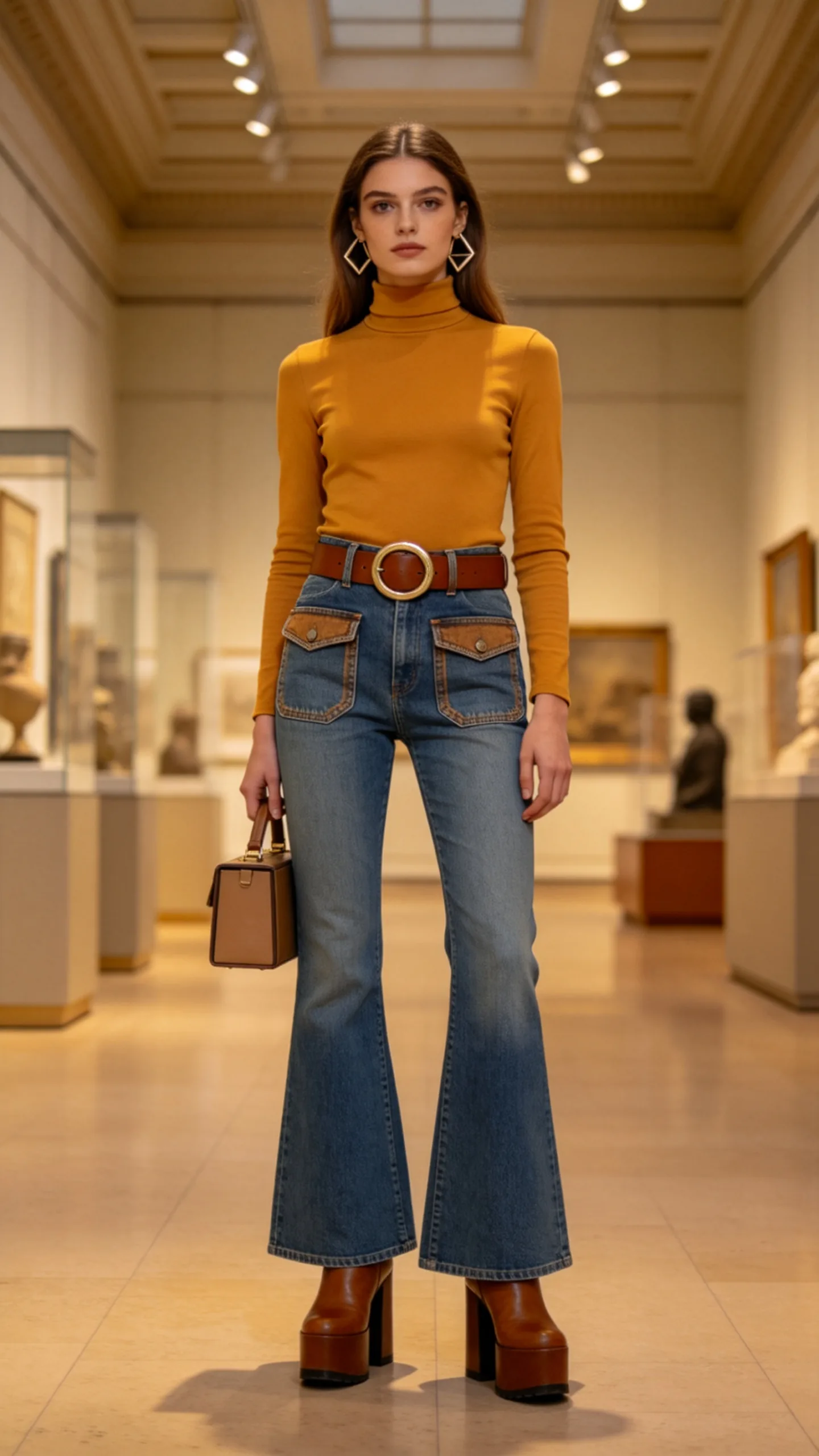 15. Patch-Pocket Flares With a Mock-Neck Top