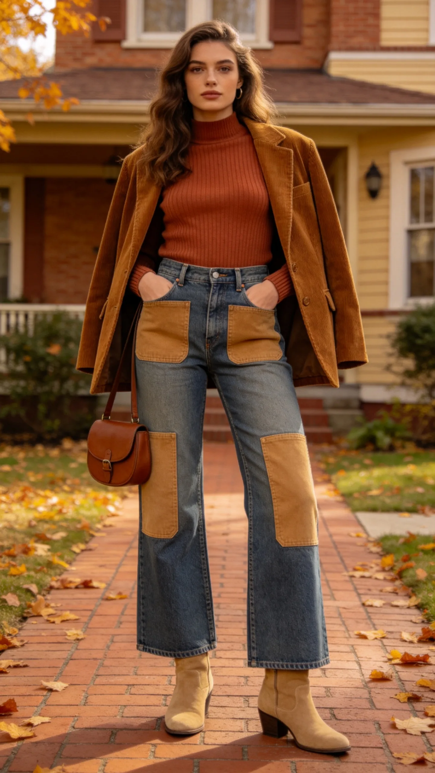 15. Patch-Pocket Jeans With a Ribbed Sweater and Clarks-Style Boots