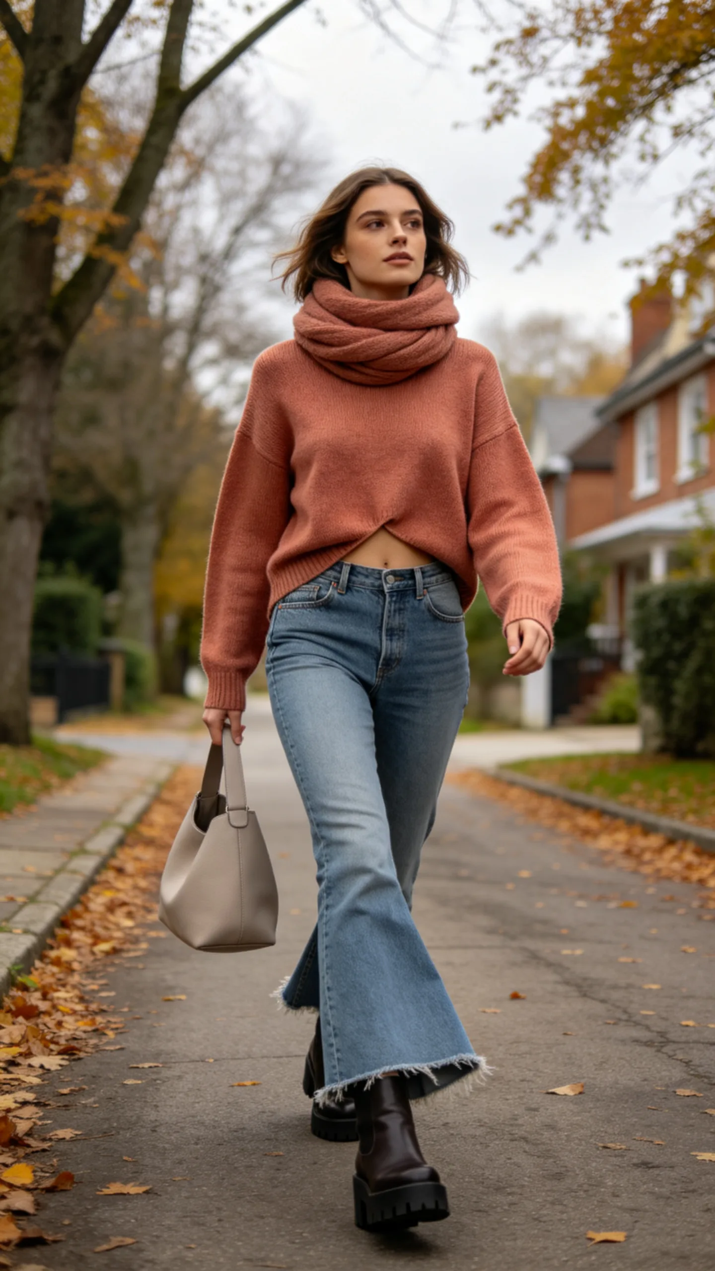 17. Raw-Hem Bell Bottoms With an Oversized Sweater