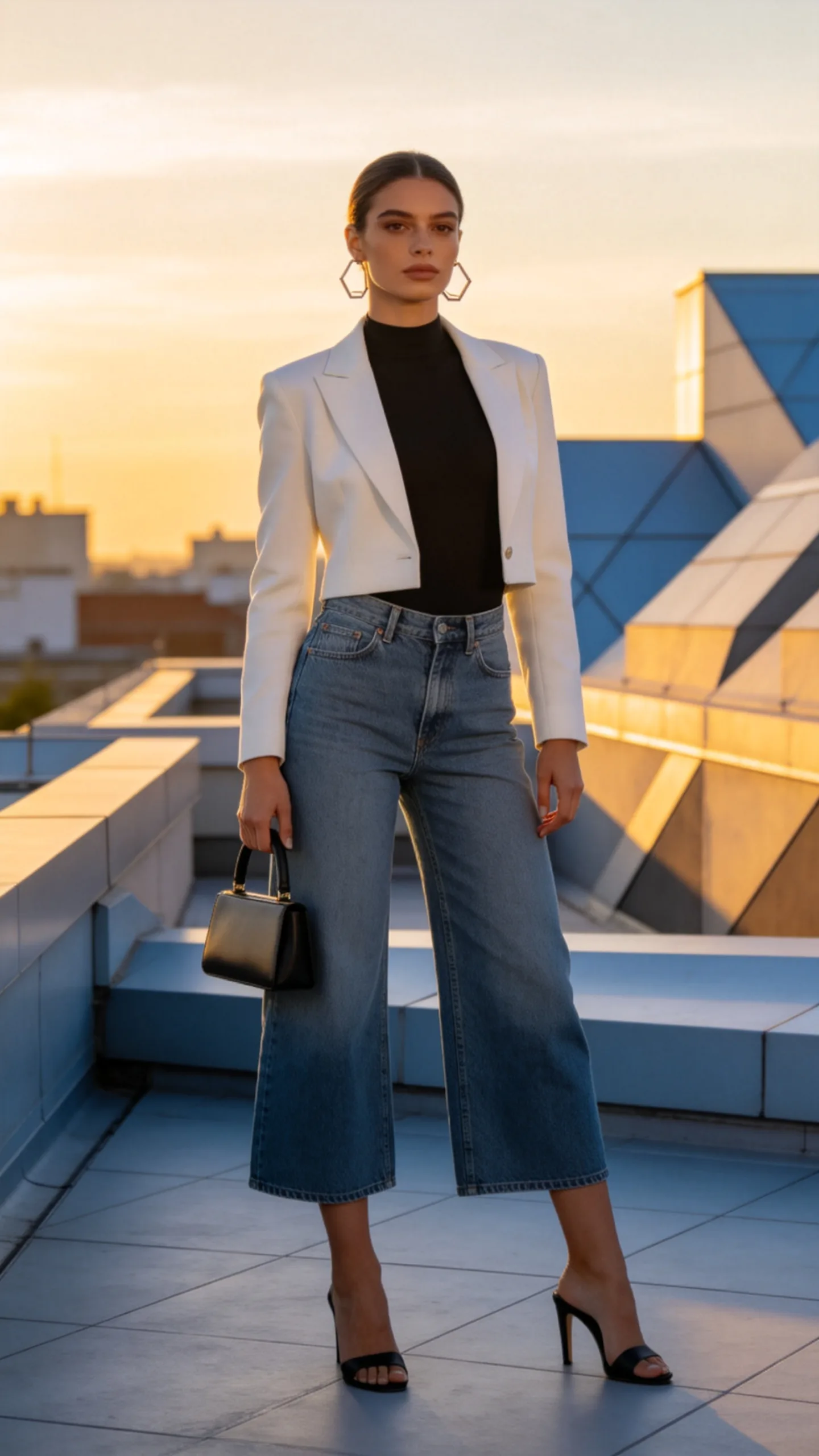 18. Cropped Wide-Leg Jeans With a Cropped Blazer
