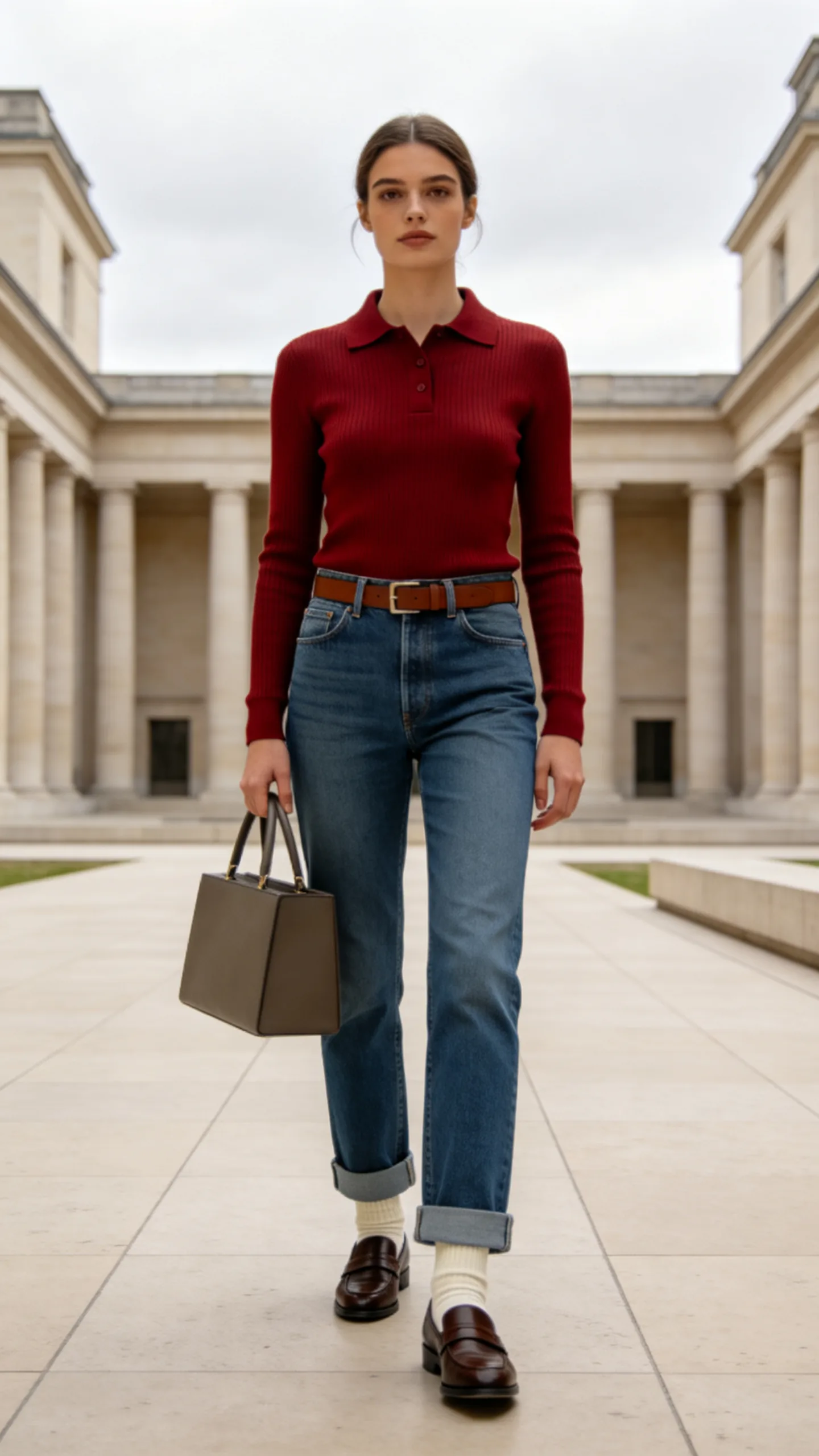 18. Cuffed Jeans With Loafers and a Knit Polo