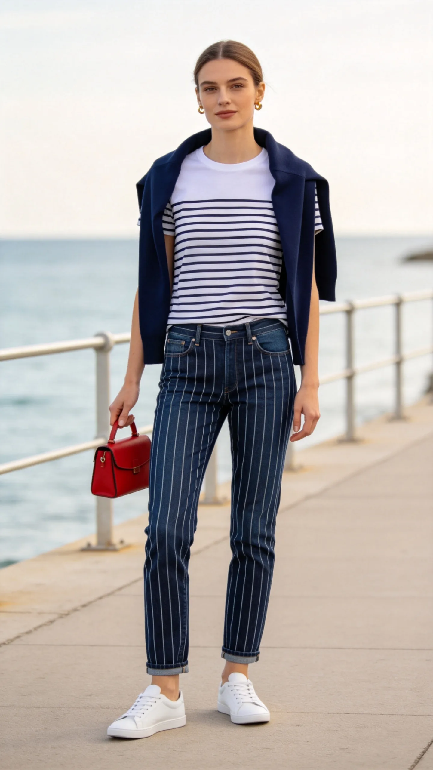 18. Navy Striped Jeans With a Breton Tee
