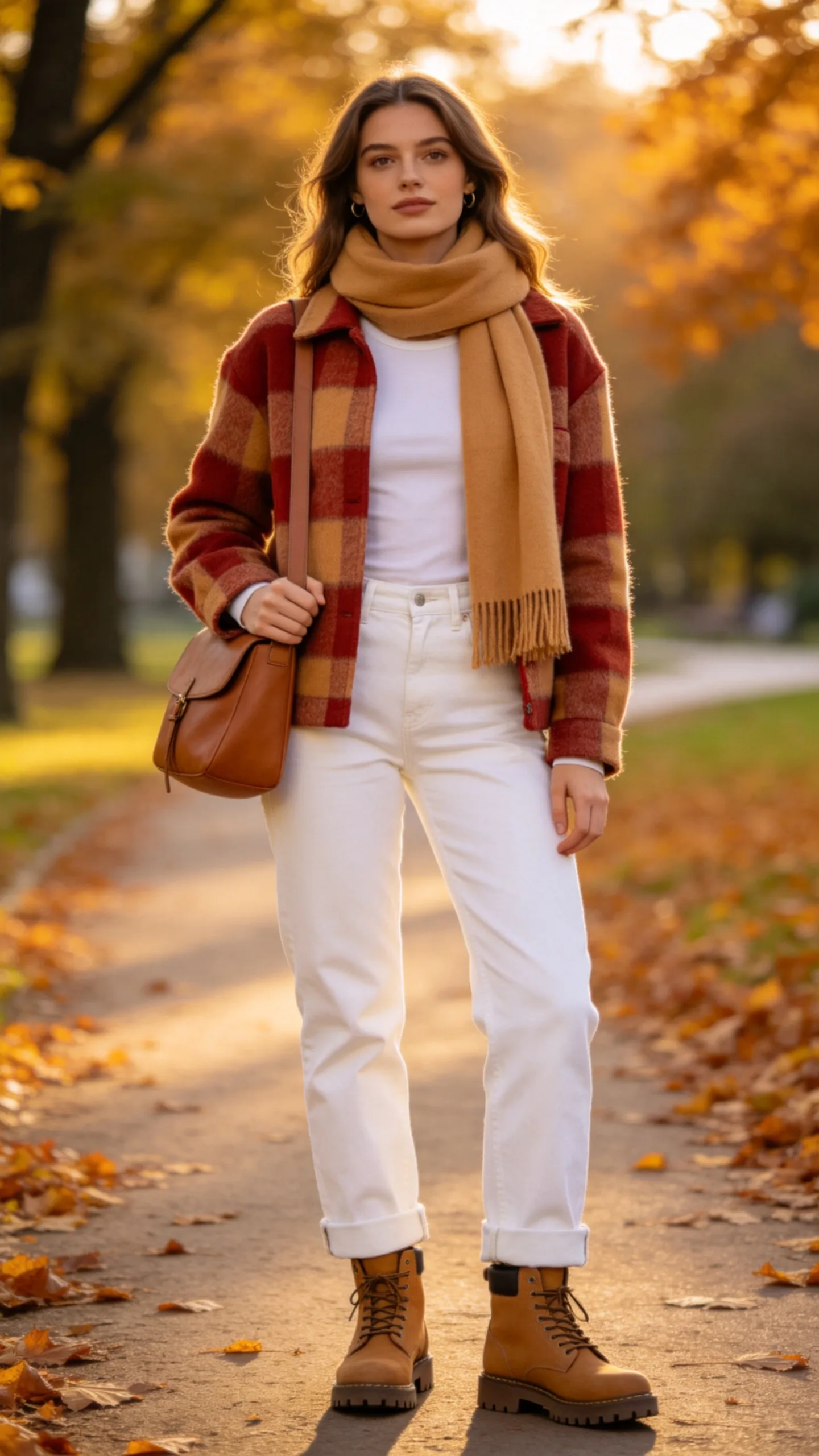 18. White Jeans With a Cozy Shacket and Ankle Boots