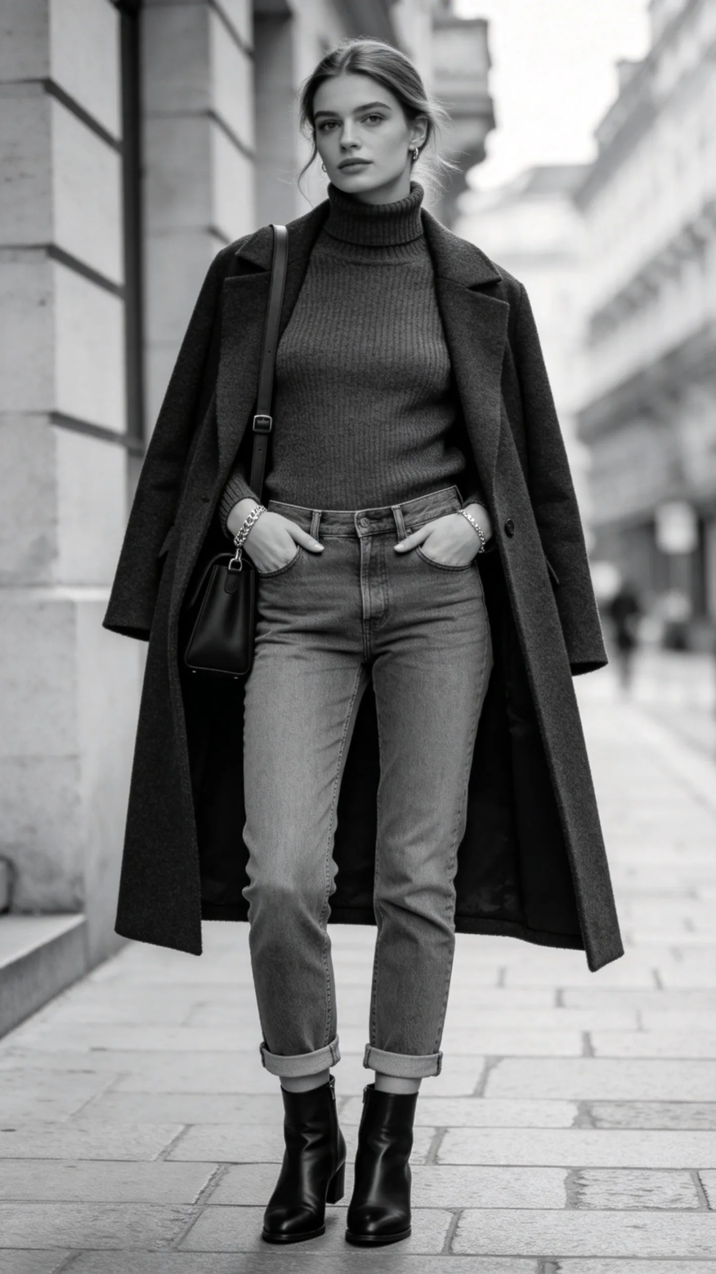 19. Gray Cropped Jeans With a Monochrome Top