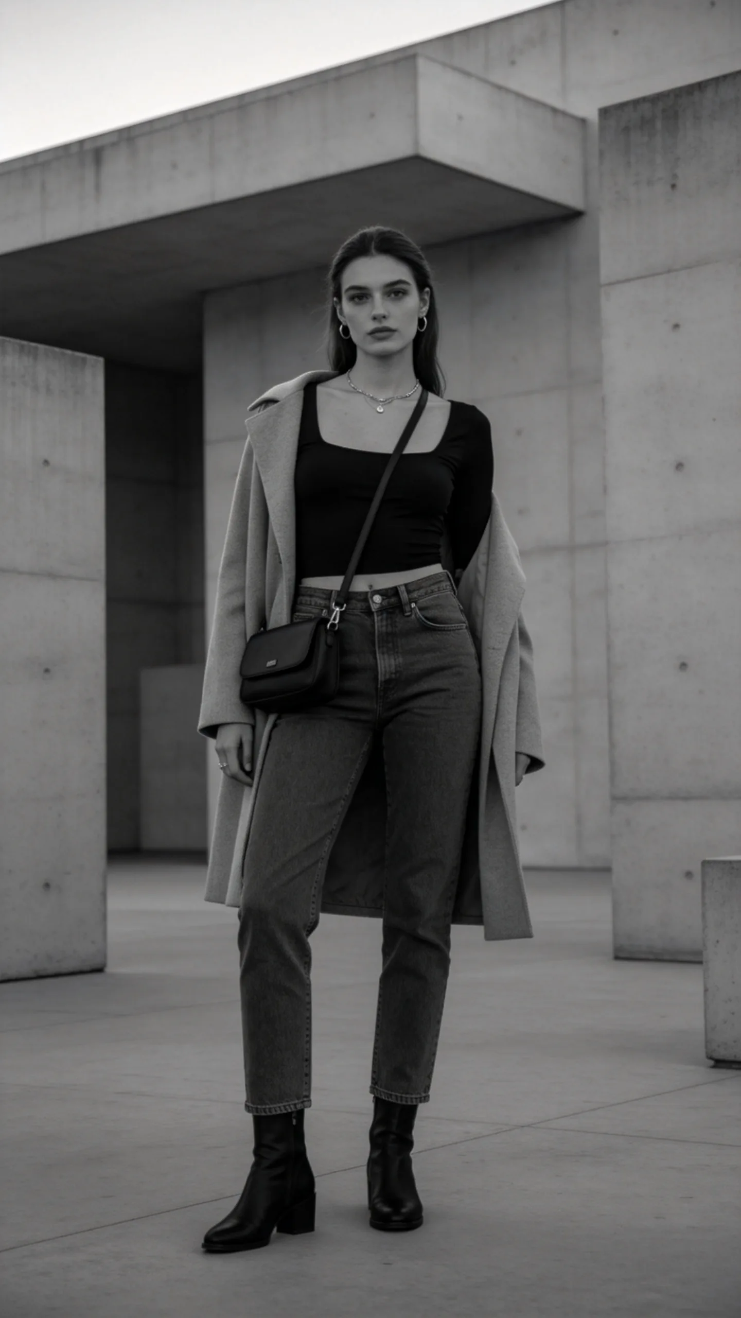 19. Gray Jeans With a Monochrome Black Top