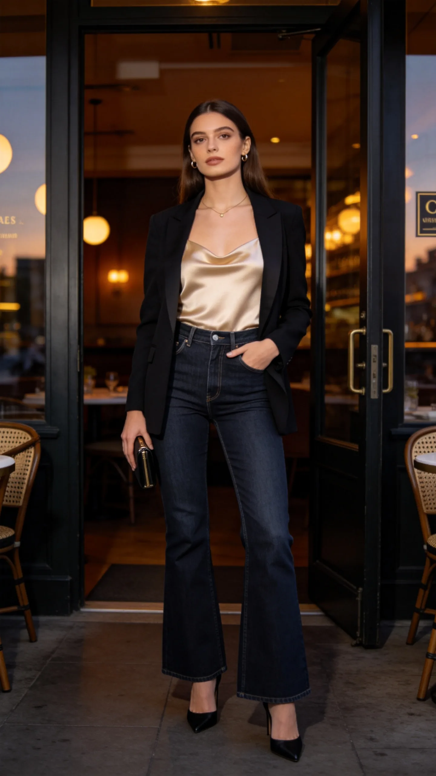 19. Dress Up Dark Denim With a Satin Camisole