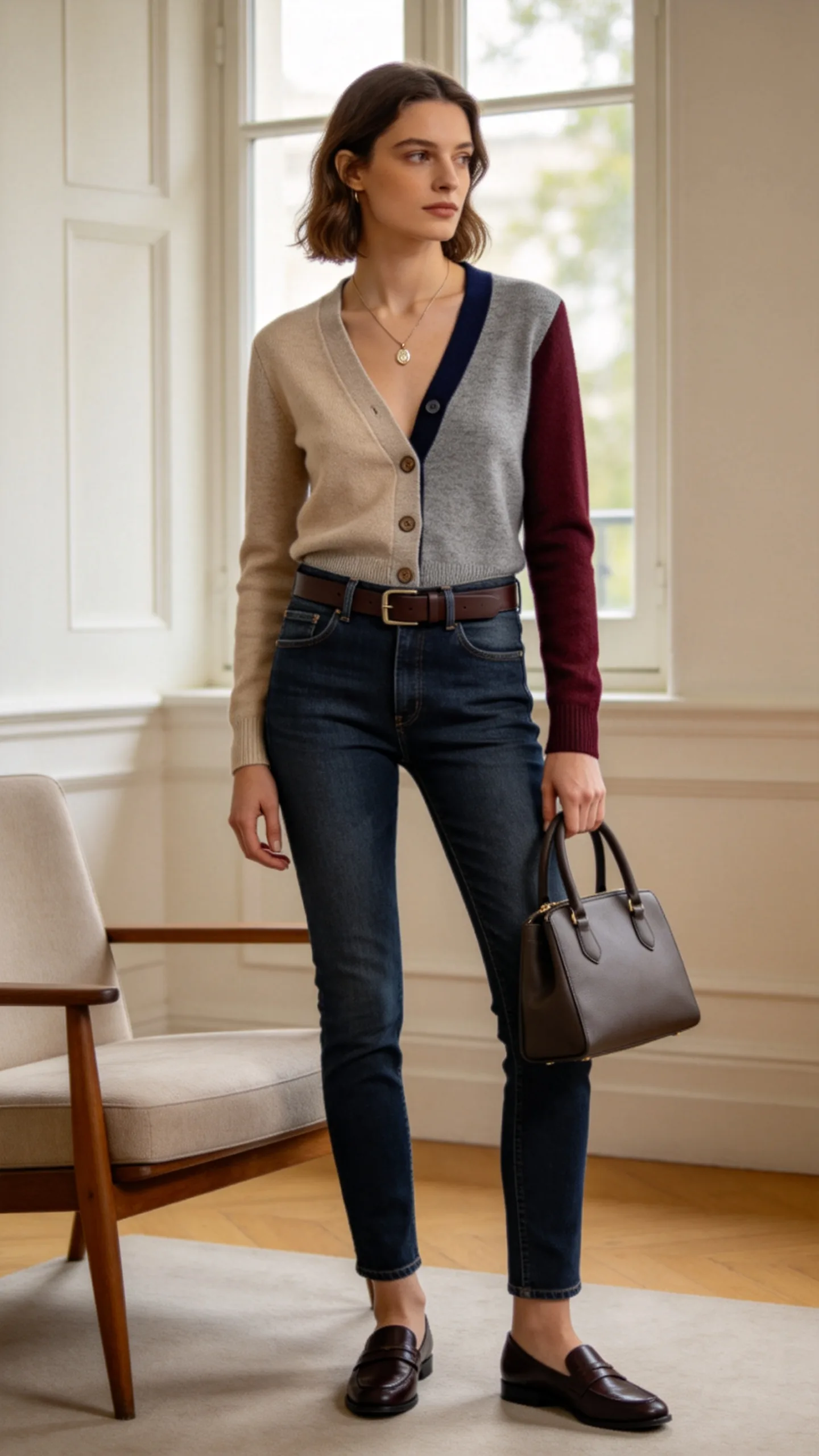 20. Fitted Jeans With a Cashmere Cardigan