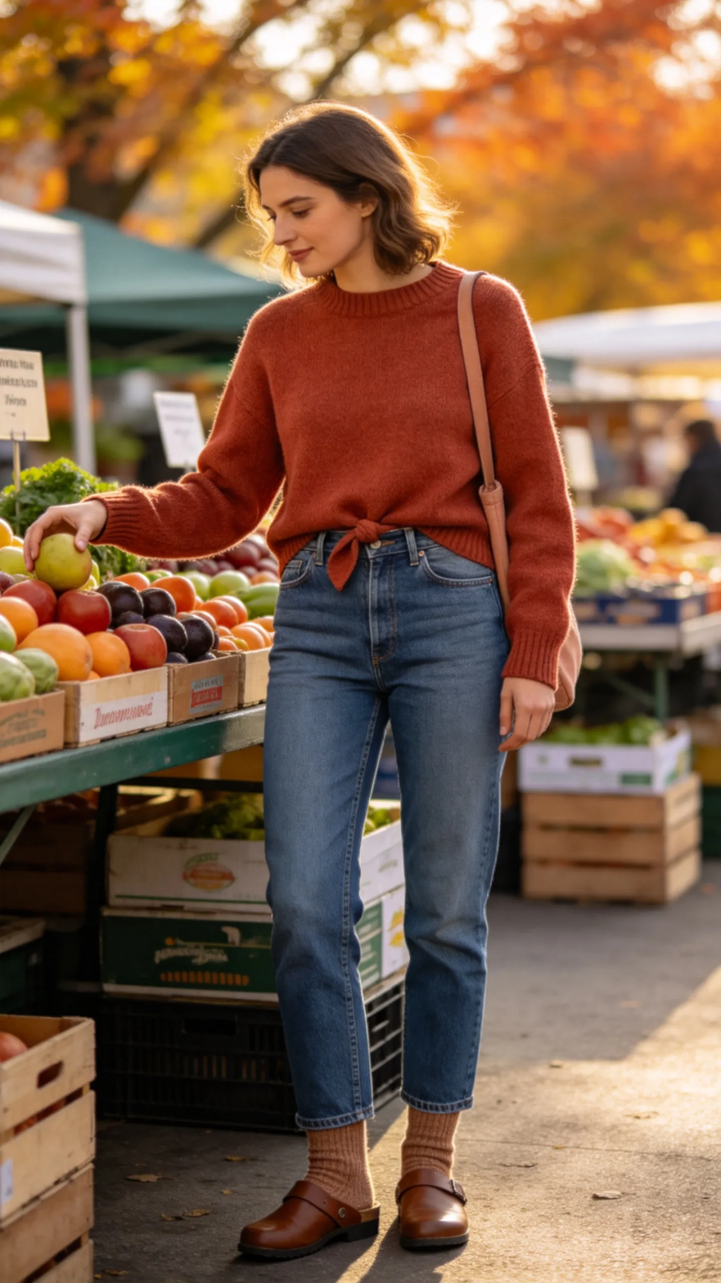 20. Straight Jeans With a Cozy Sweater and Clogs
