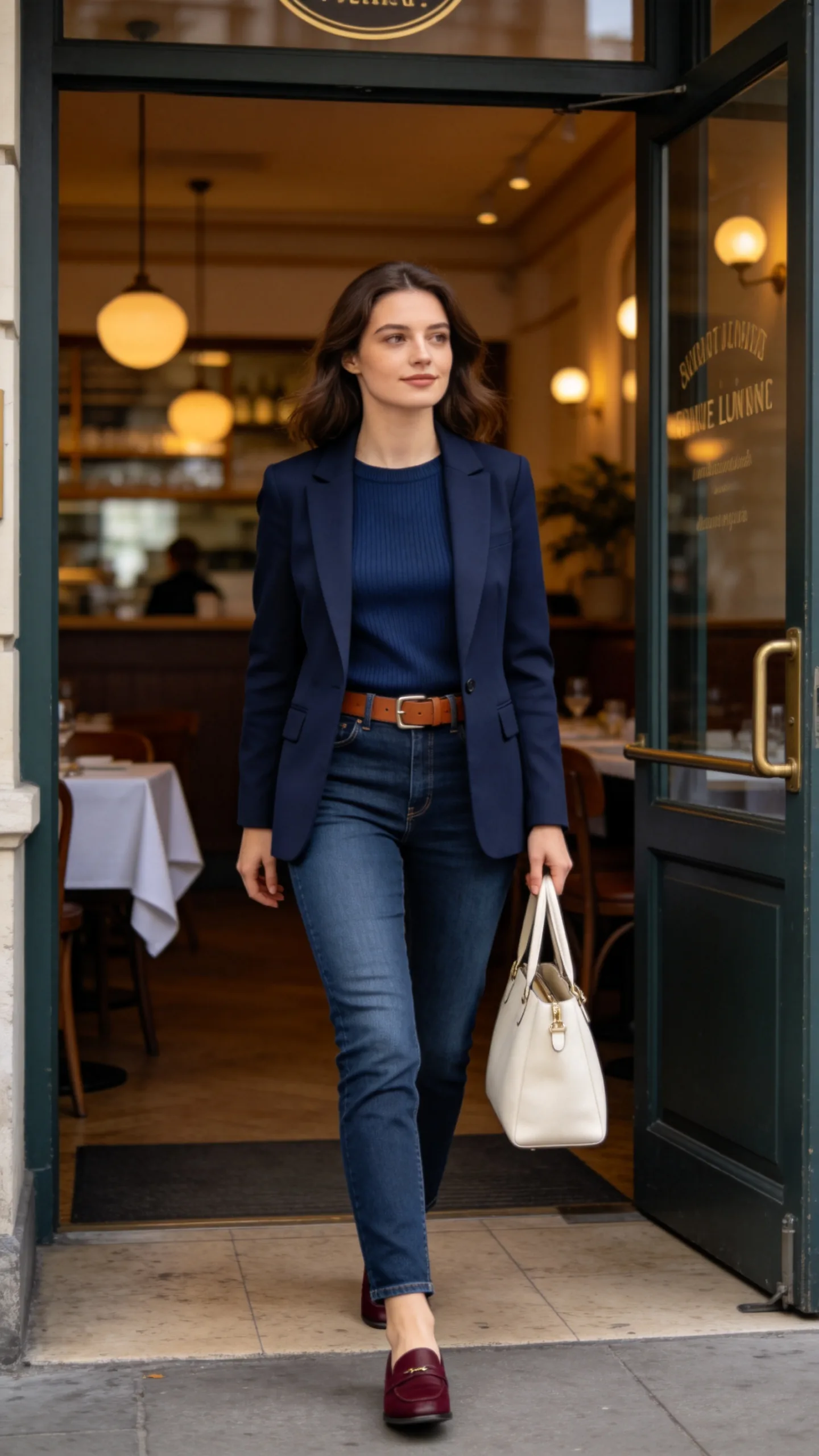 21. Dark Blue Jeans With a Monochrome Navy Outfit