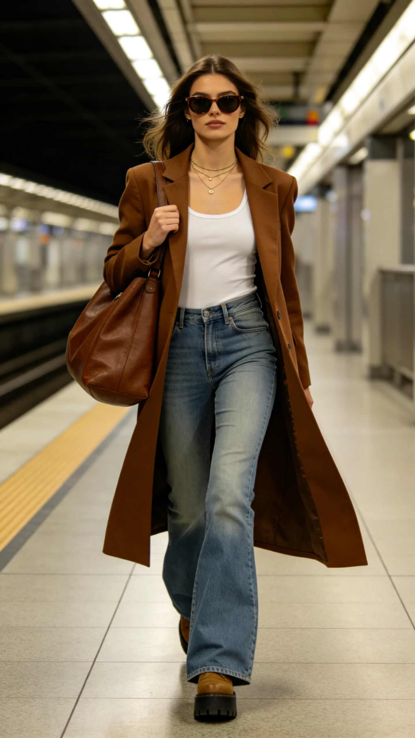 23. Faded Bell Bottoms With a Longline Blazer and Platform Boots