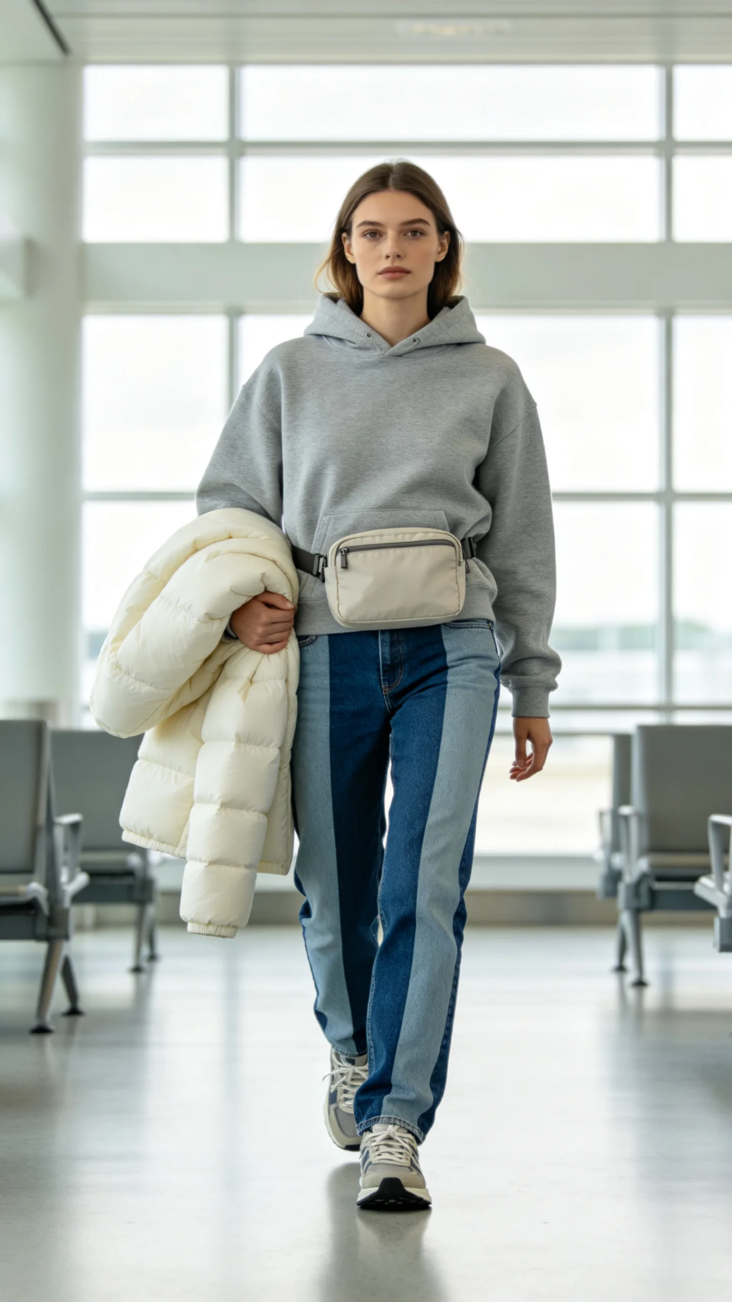 25. Two-Tone Striped Jeans With a Neutral Hoodie