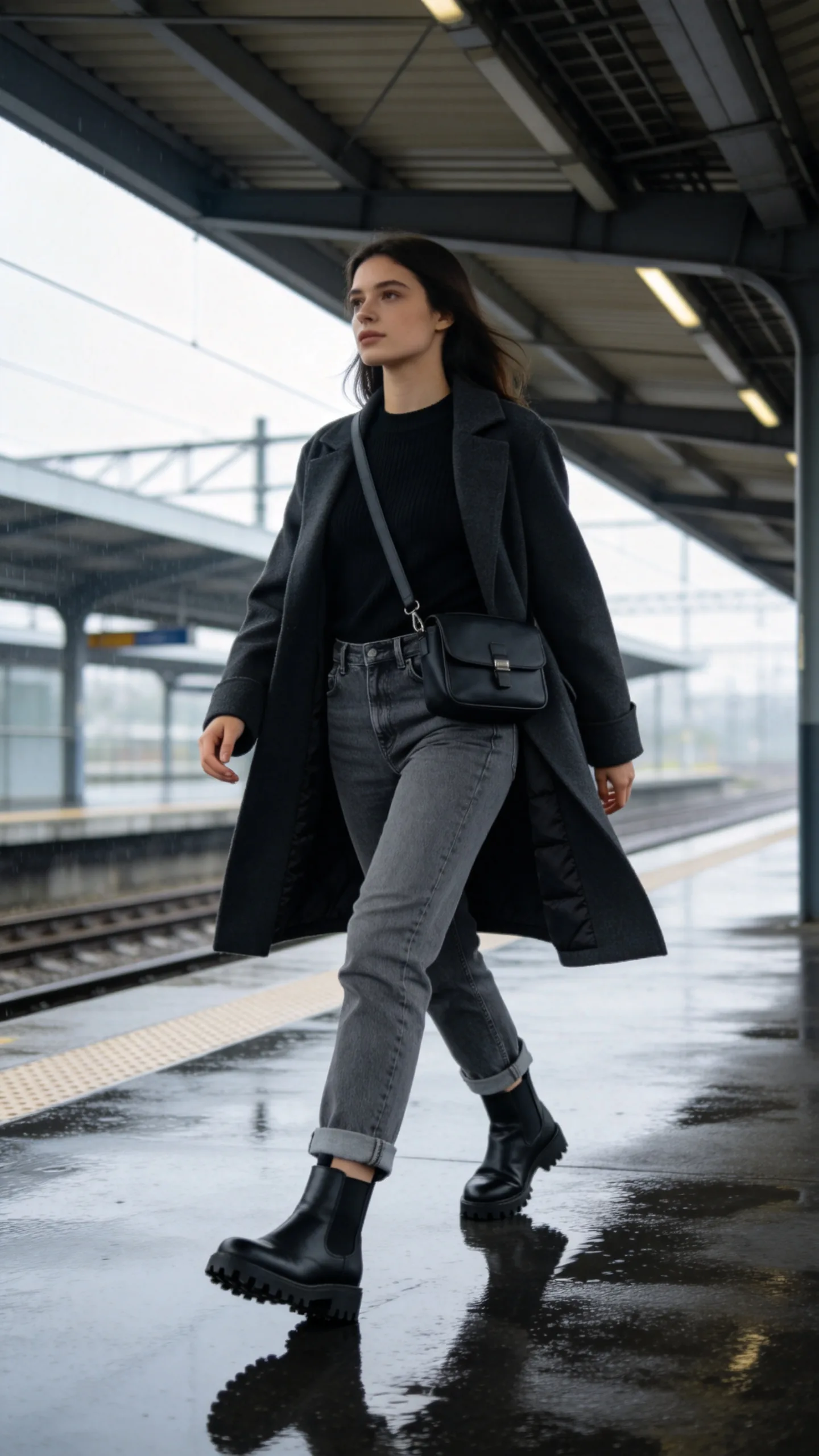 16. Gray Jeans With Lug-Sole Chelsea Boots